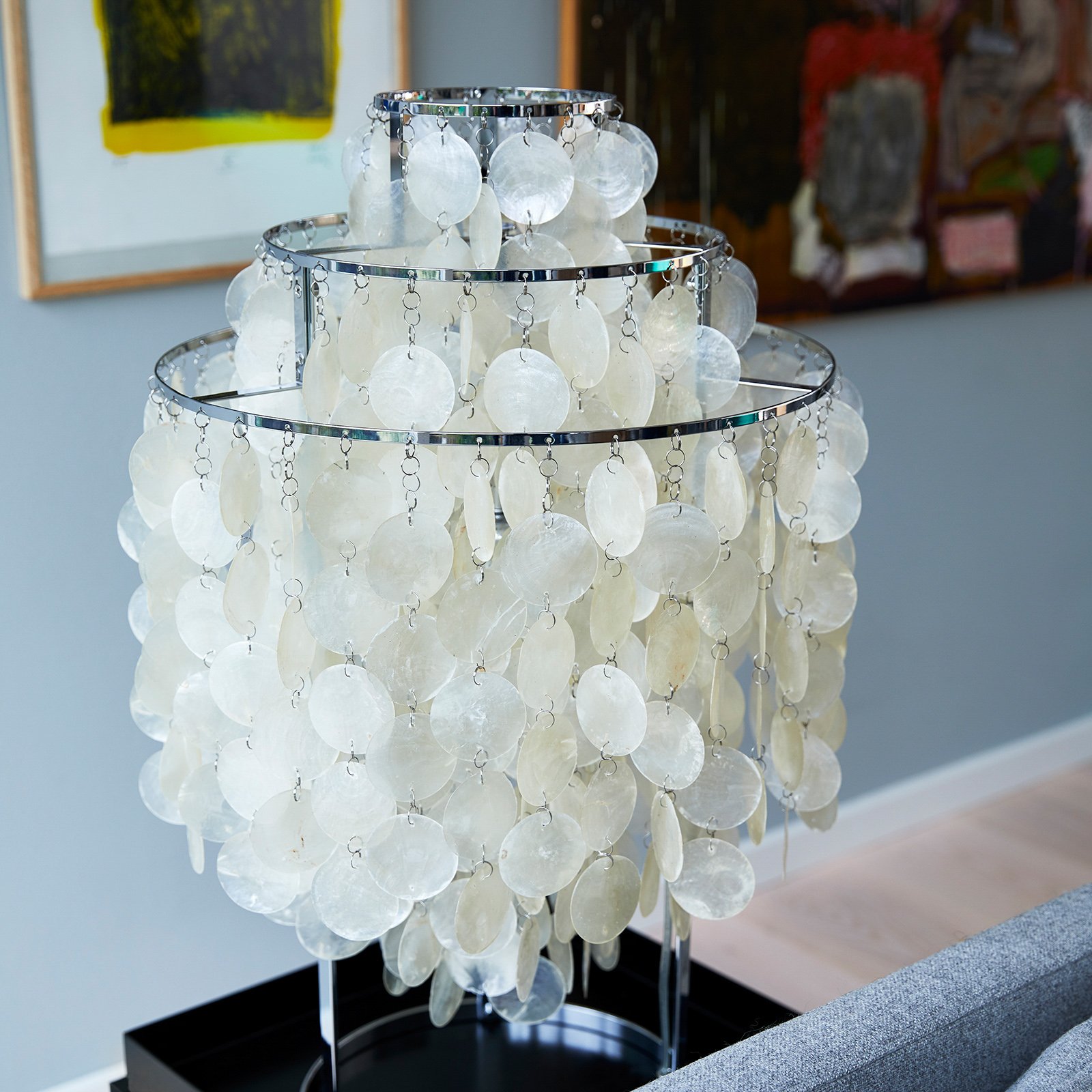 Stolna lampa FUN 1TM, krom, visina 65 cm, školjke - VERPAN