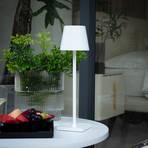 Lindby Janea stolová LED lampa s batériou, biela