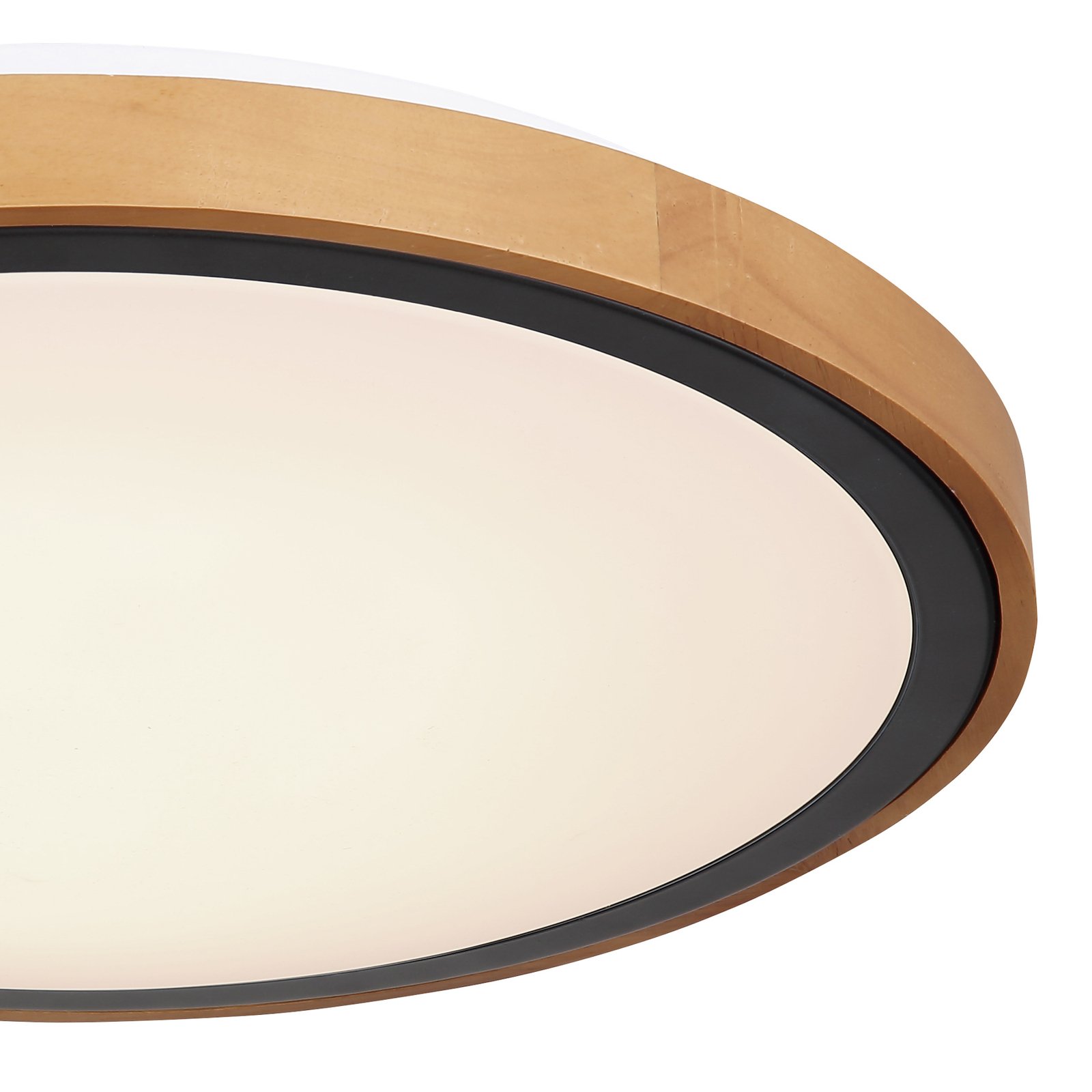 Светодиодна лампа за таван Bruno с дървена рамка CCT Ø 44 cm