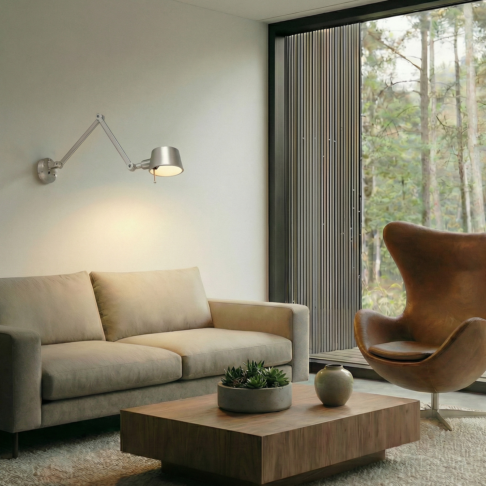 Applique Lucande Silka, 91 cm, nichel satinato, regolabile, E27