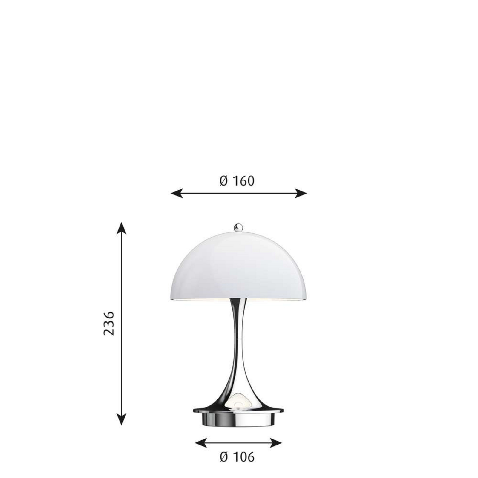 Panthella 160 Portable Lampe de Table IP44 Opal/Grey - Louis Poulsen