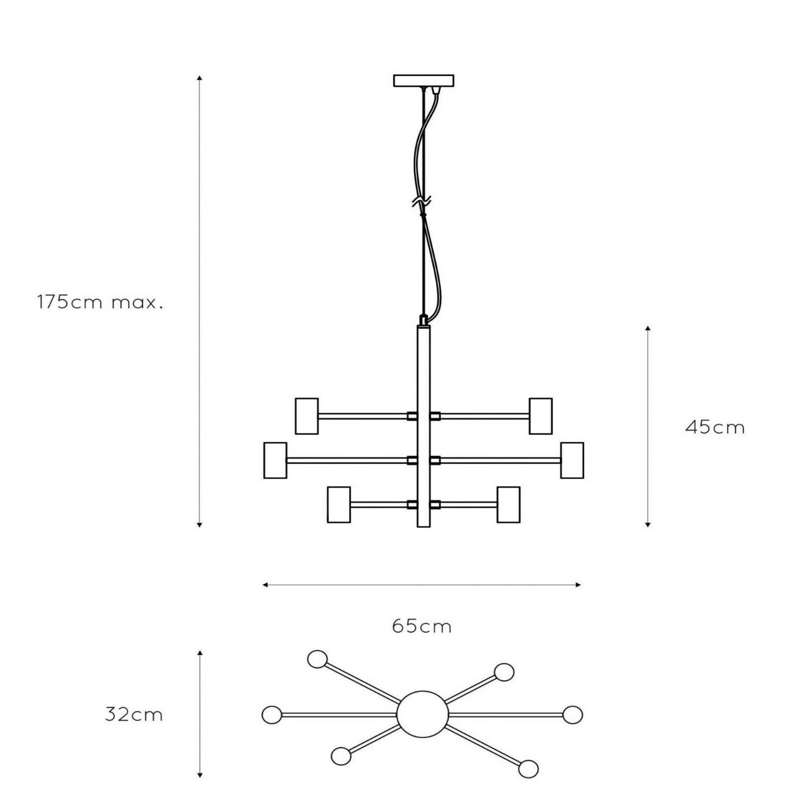 Lucide Lampă suspendată Leanne negru 6 becuri - Camera de zi / sufragerie - modern - Metal