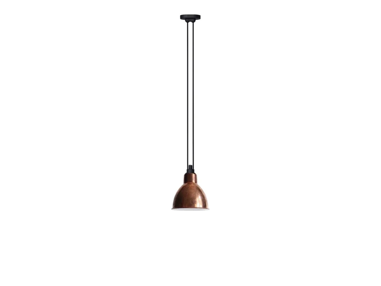322 L Pendel Round Raw Copper/White Lampe Gras - Stue - Metal