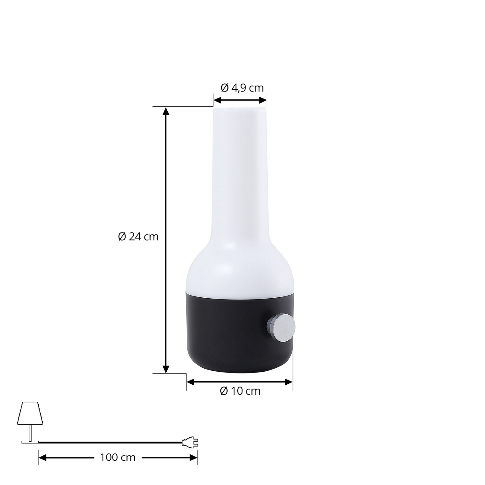 Isaline Portable Bordslampa Dim. IP44 Svart - Lindby