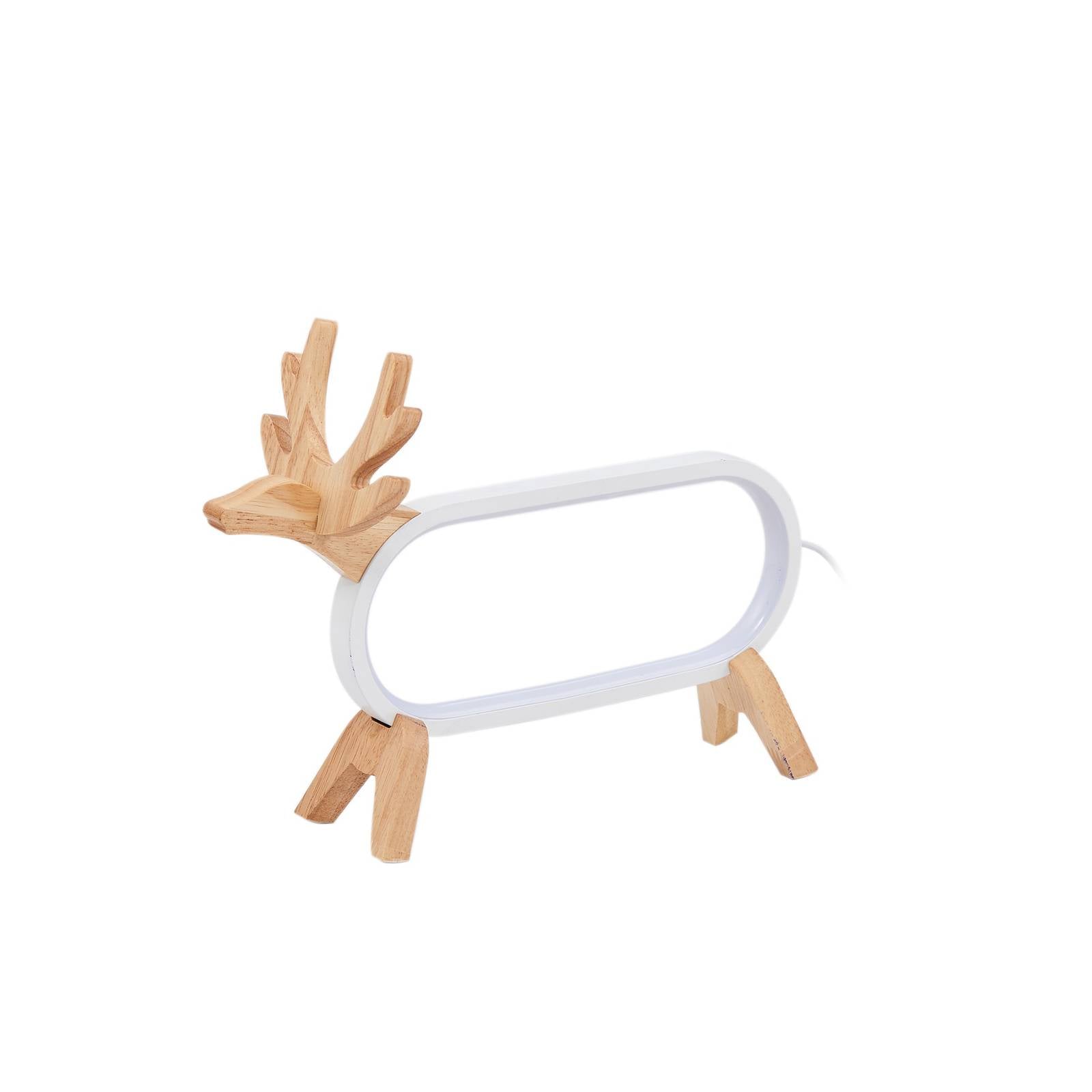 Lindby LED-Tischlampe Hirvi, weiß, Holz, 31 cm, CCT, dimmbar