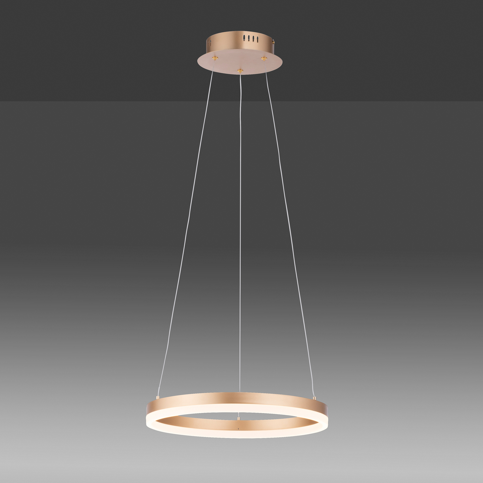 Titus LED pendant light, round, Ø40 cm, matt brass