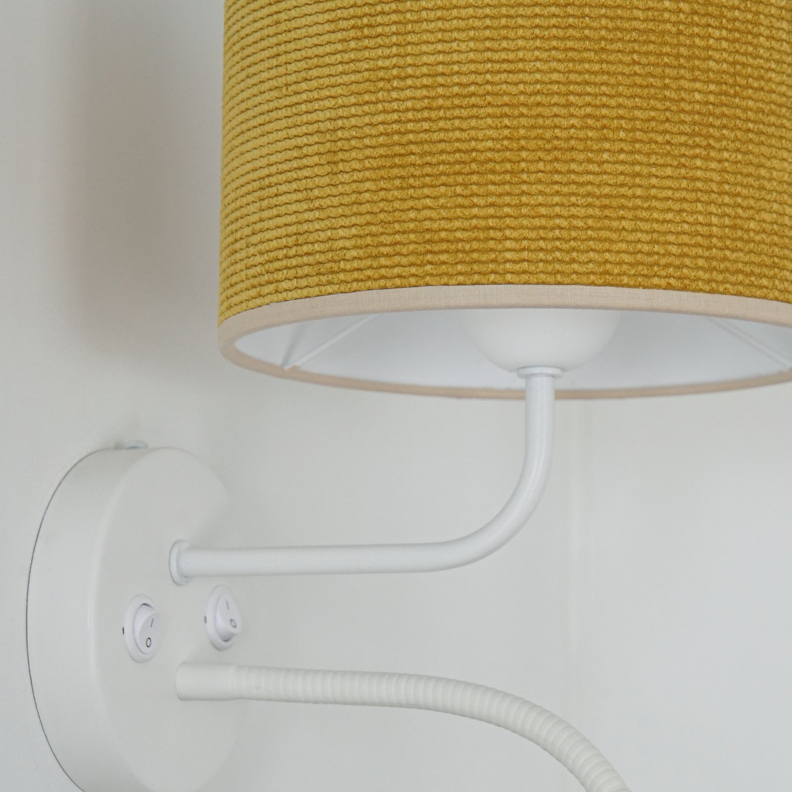 Roller wall light, cord, white/mustard yellow, reading light