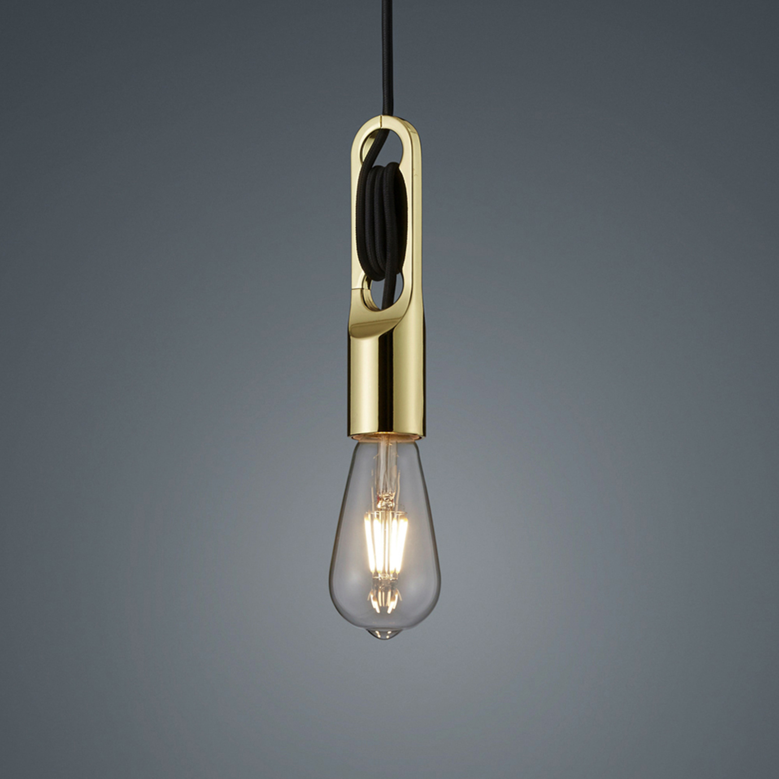 Helestra Pix hanging light, polished brass, for Living / Dining Room, metal, E27, 60 W, energy efficiency: A++, H: 19 cm