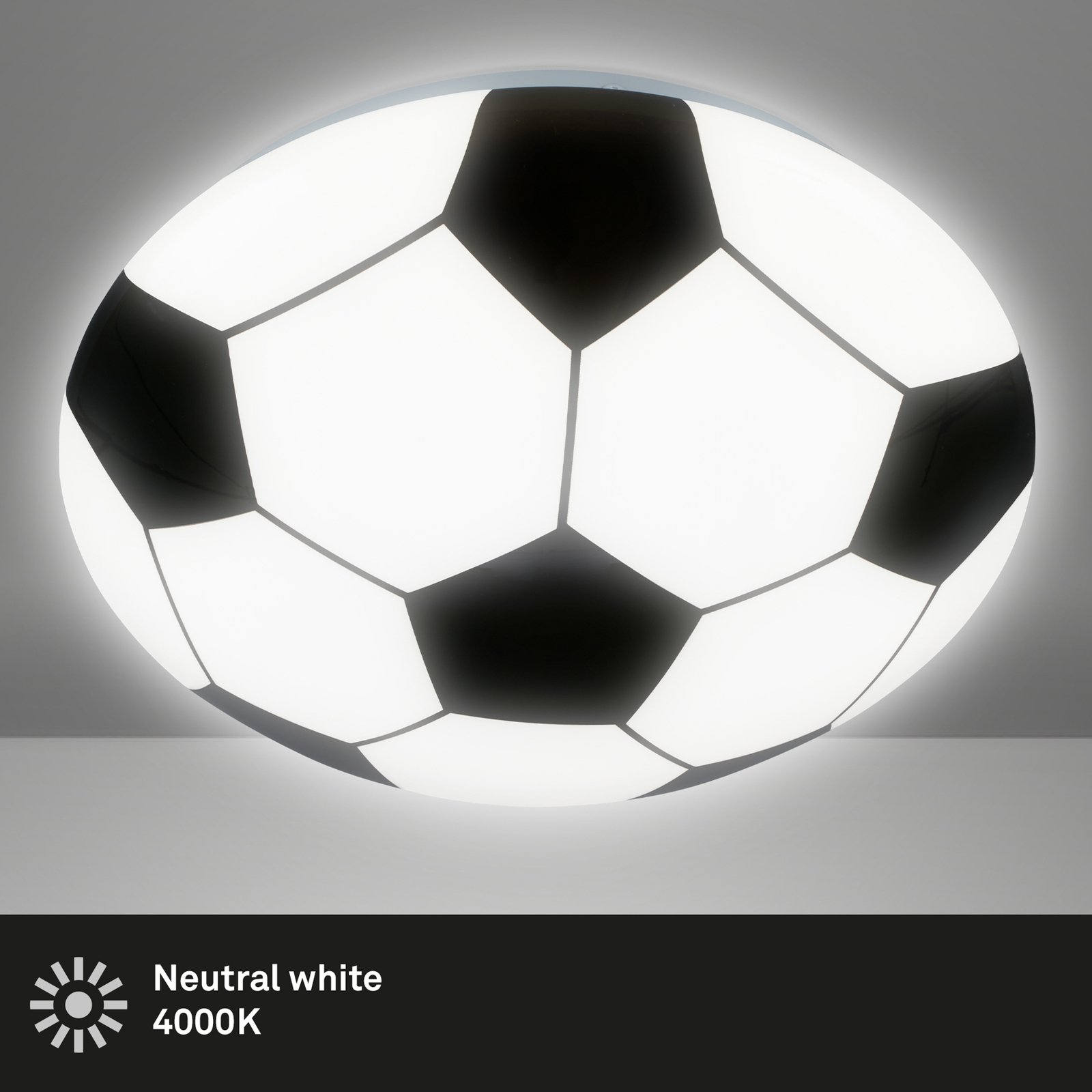 Lampa sufitowa Futbol, czarna/biała, Ø 27,5cm