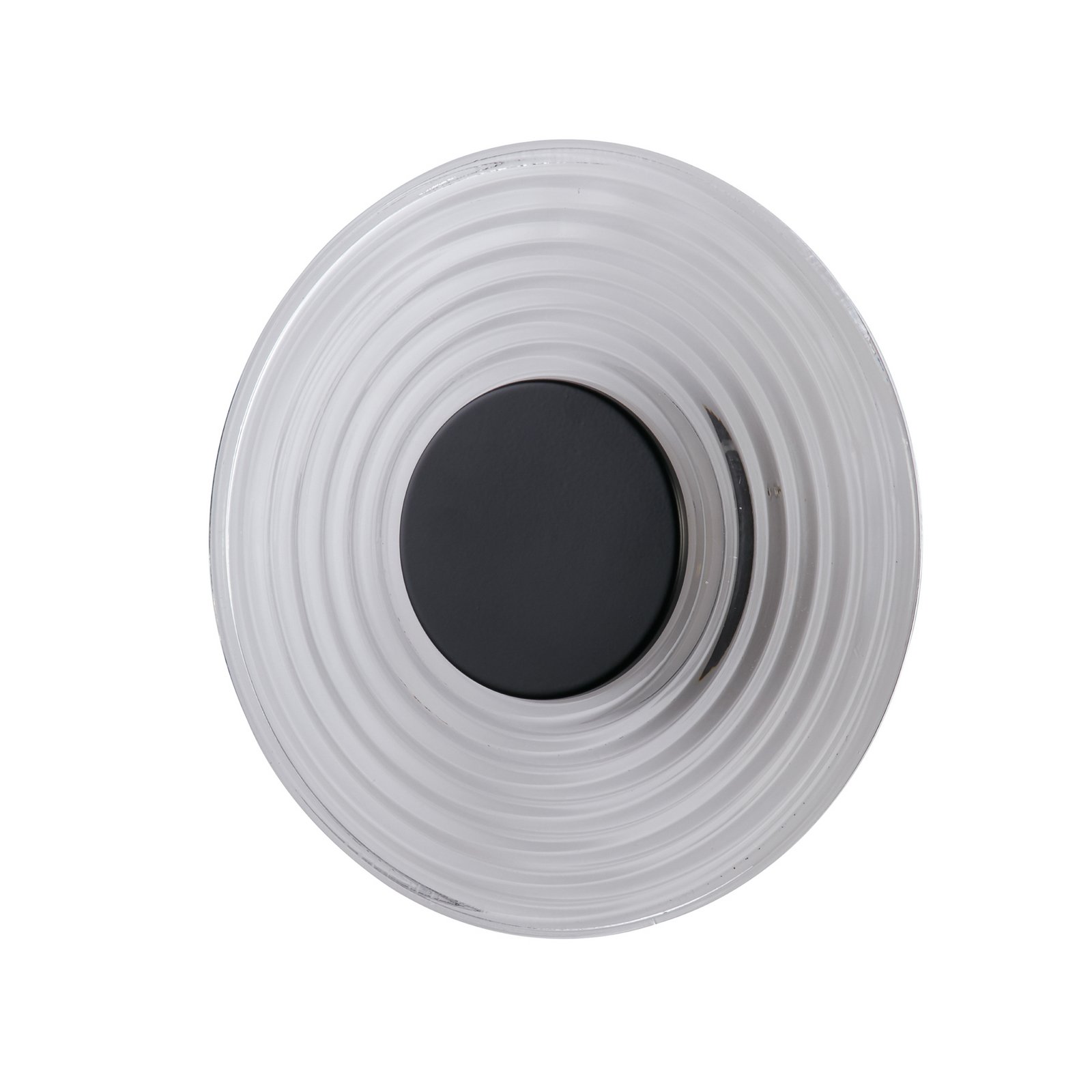 LED wandlamp Cleo, transparant/matzwart, Ø 30 cm, glas