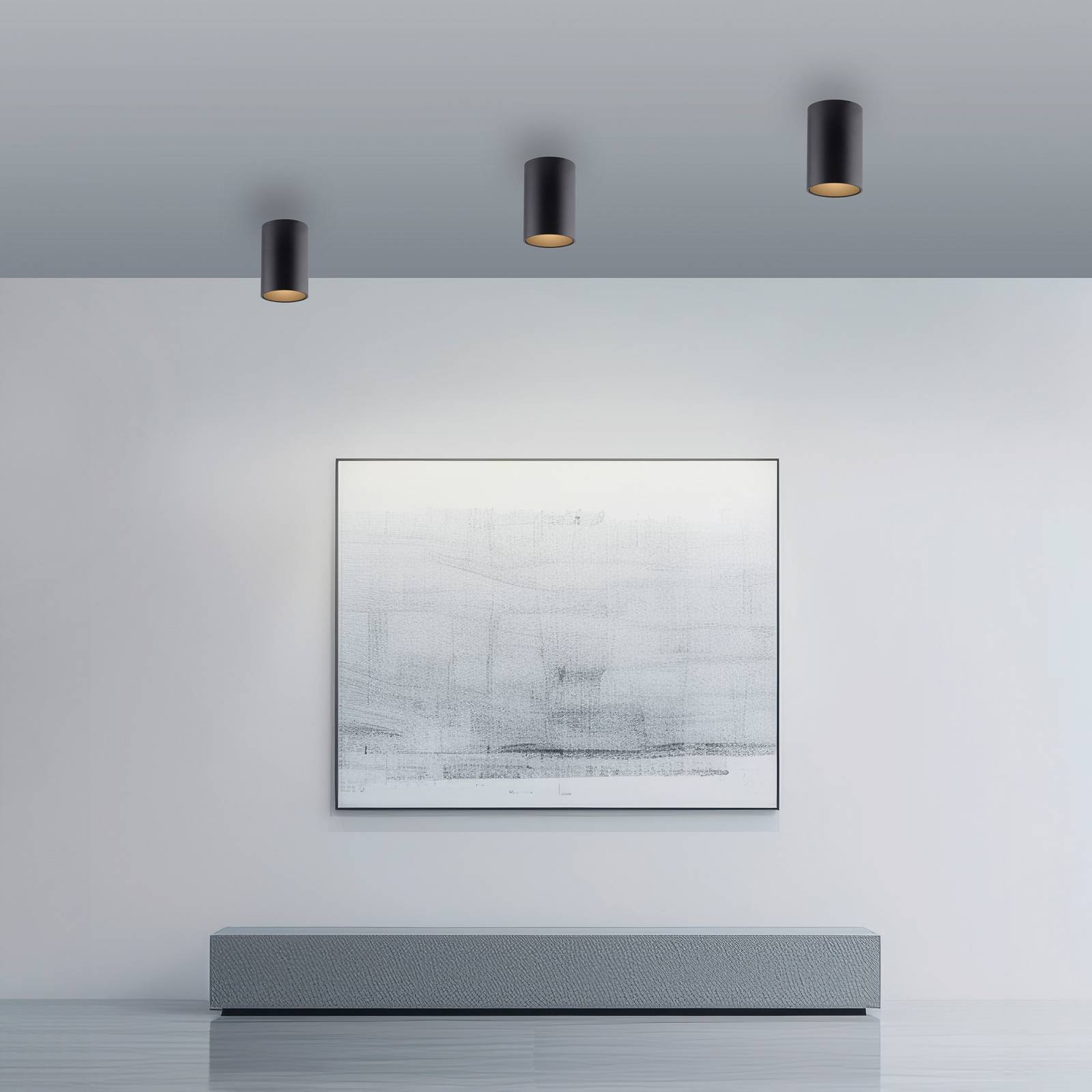 PURE lampa sufitowa LED do łazienki Point, czarna Ø 6 cm, metal, IP44
