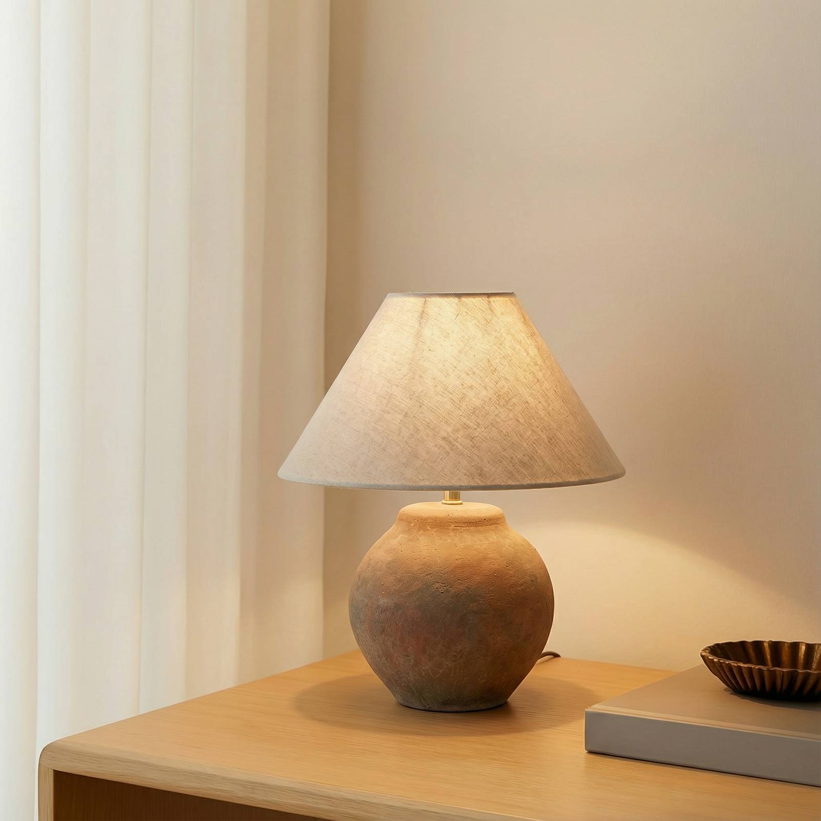 Lucande Tischleuchte Thalorin, Höhe 39 cm, braun, Keramik günstig online kaufen