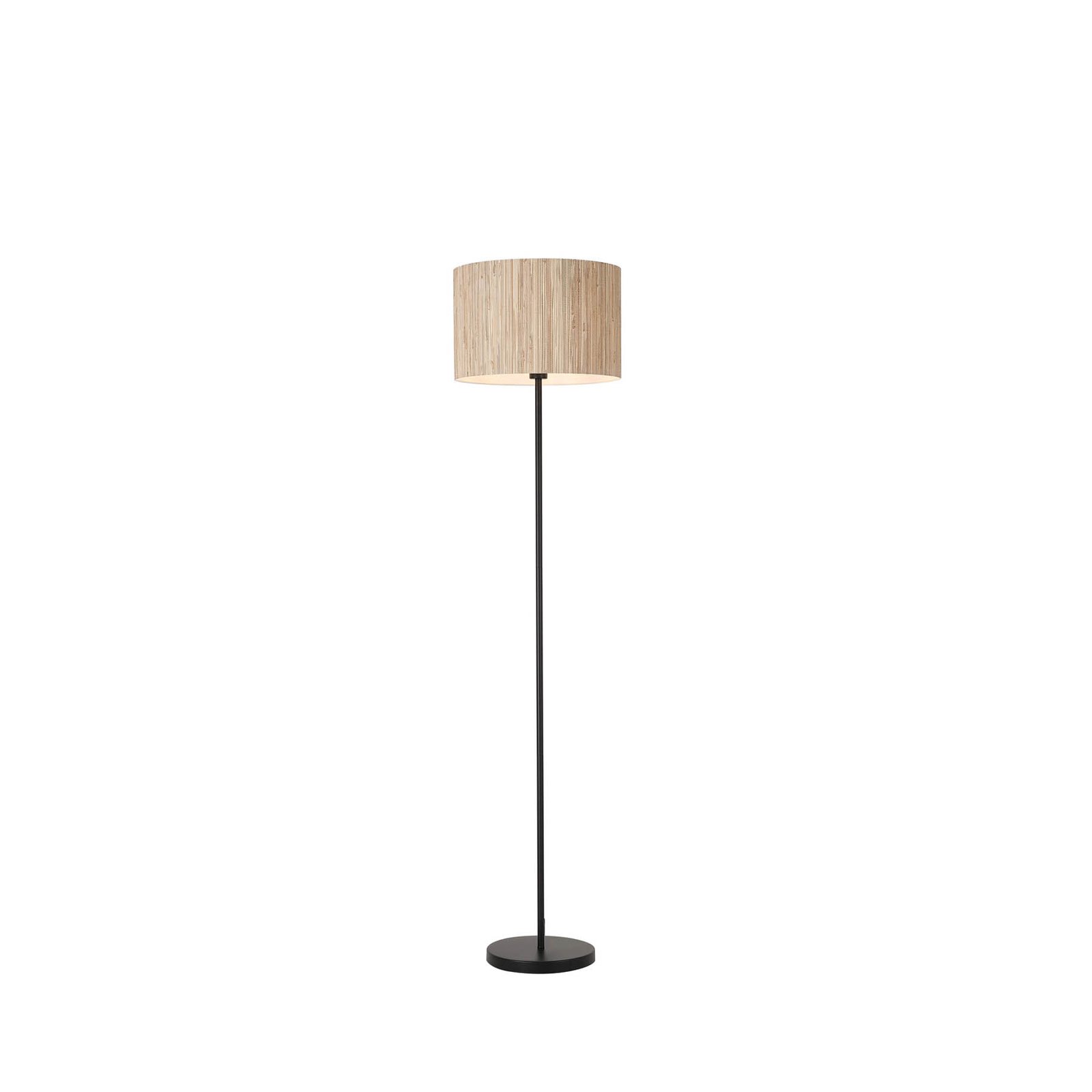 Meadow floor lamp, black, brown, natural fibre, steel