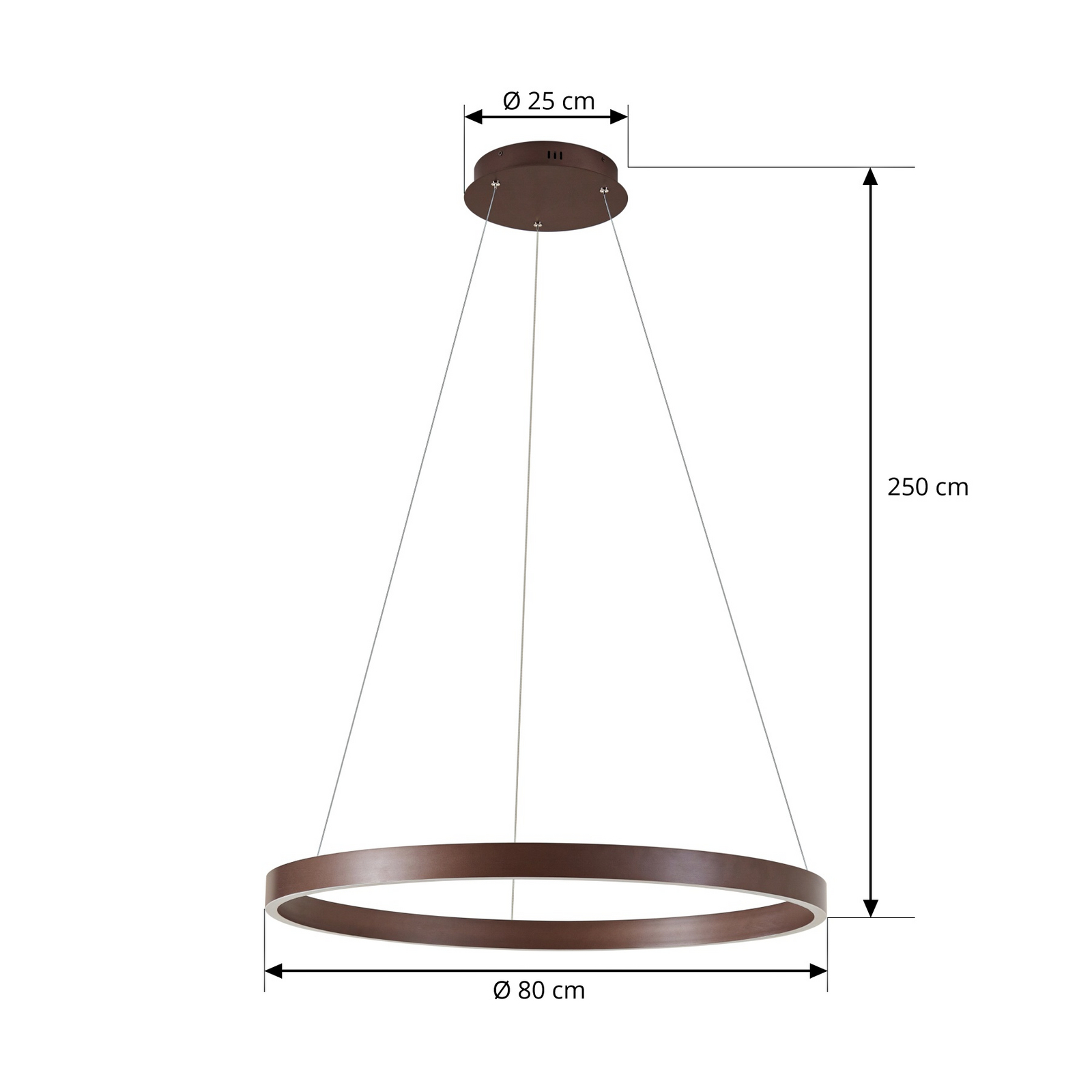 Lucande LED Pendant lamp Yonam, coffee, Ø 80cm