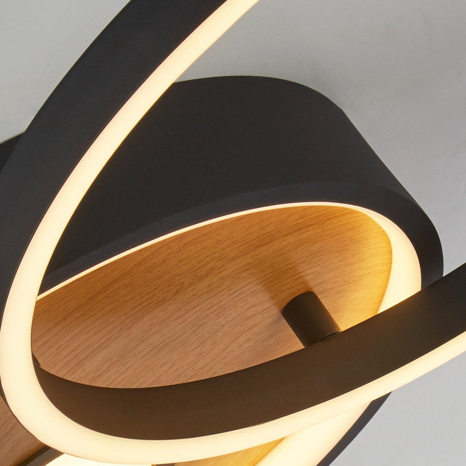 LED ceiling light Curio Flush, wood look