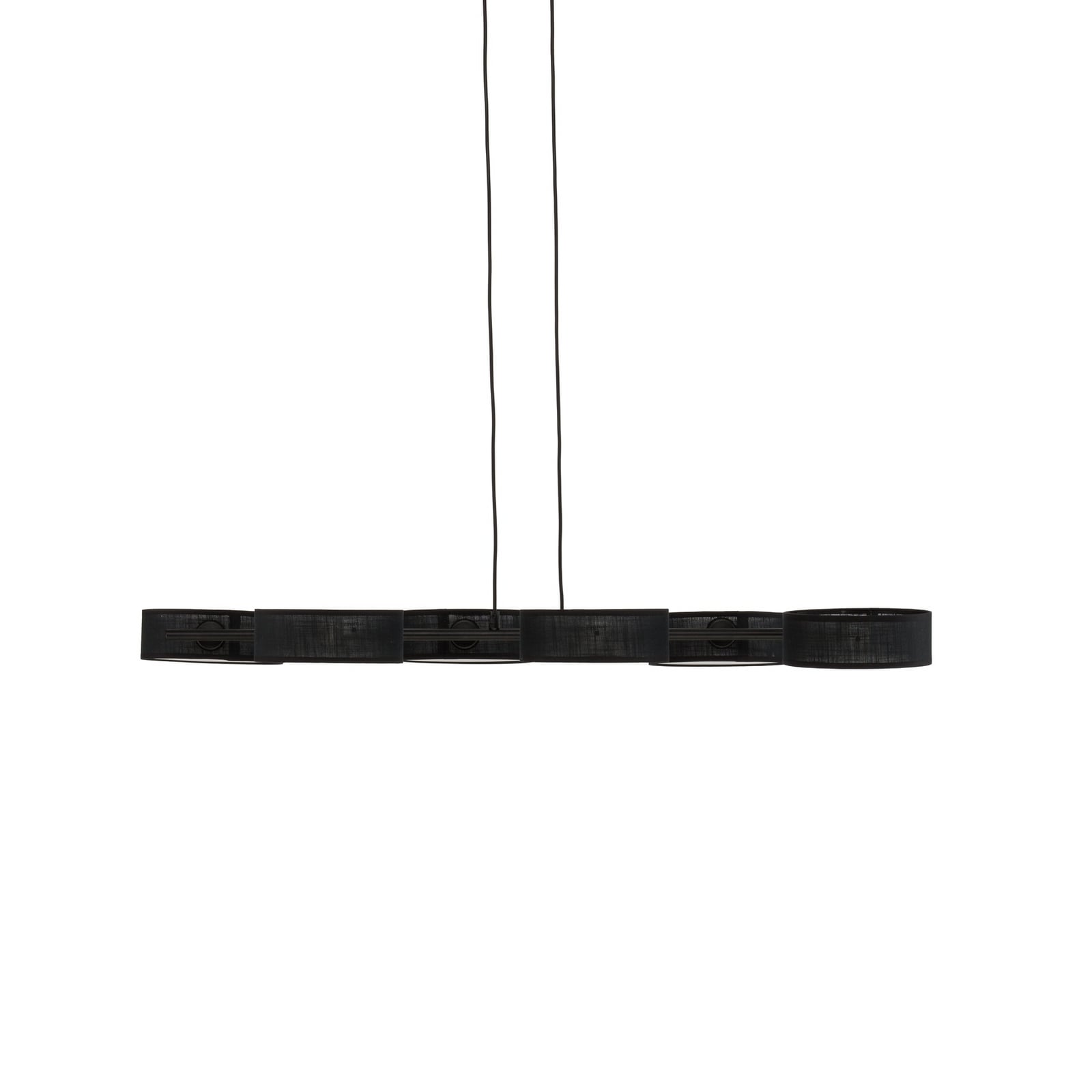 Suspension DRUMZ, noire, longueur 100 cm, à 6 lampes, tissu, E14