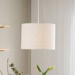 PR Home pendant light Sara, offwhite, Ø 35 cm, linen textile