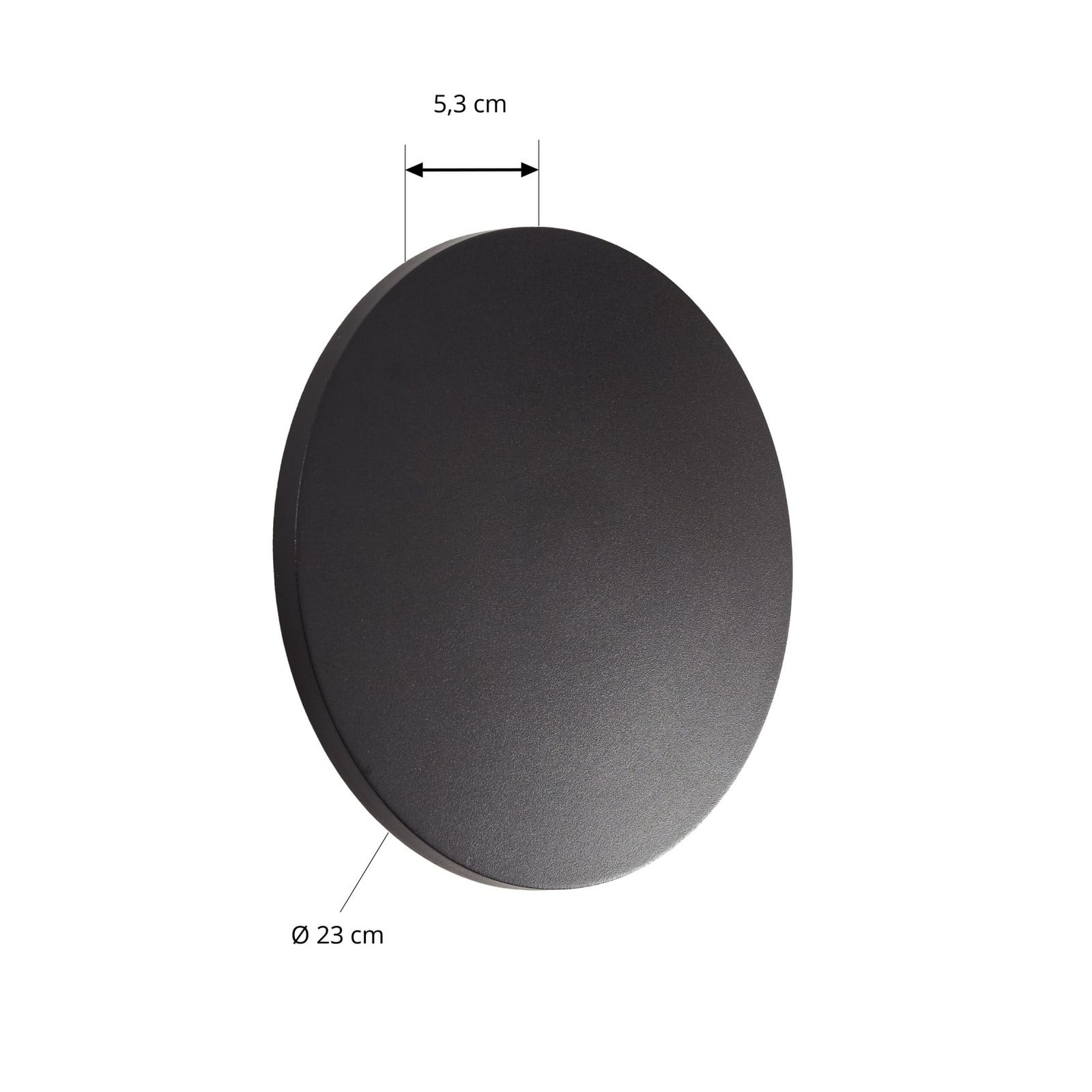 Venkovní nástěnné svítidlo Selinel, Ø 23 cm, s číslem domu, černé, kovové –