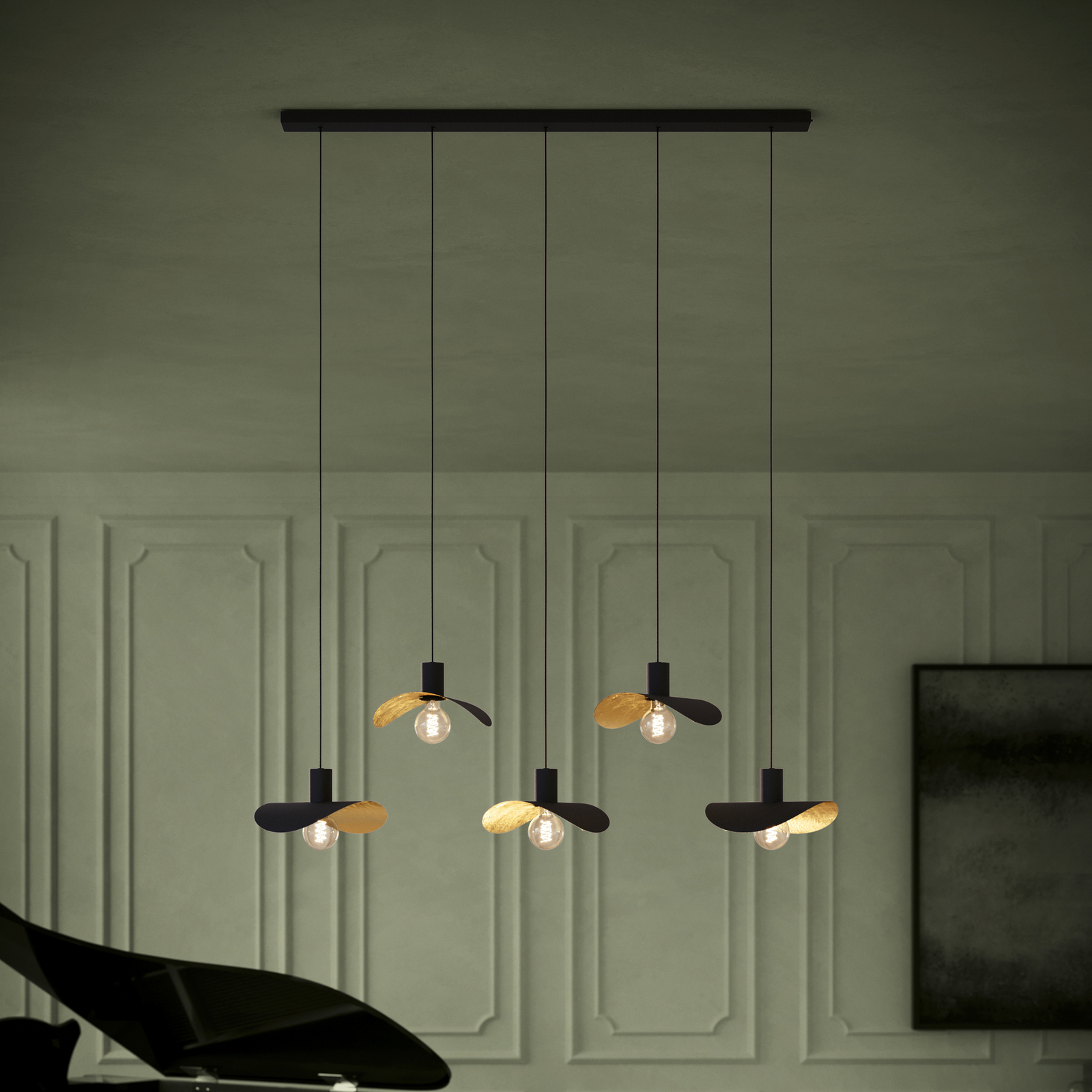 Saceda závěsné světlo 5ramenné černé/zlaté - EGLO Stars of Light