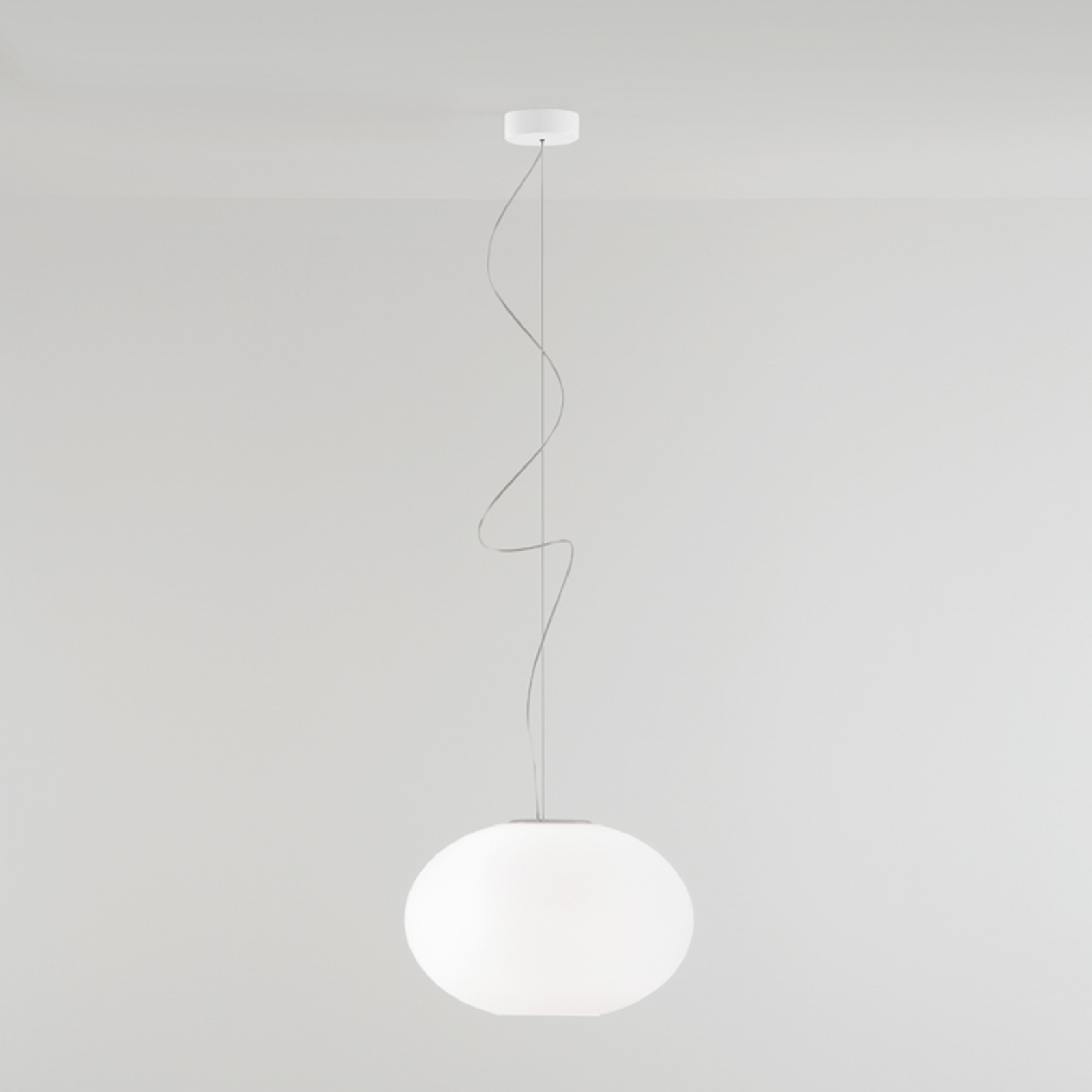 Prandina Zero S3 függő lámpa, opálüveg, Ø 28 cm