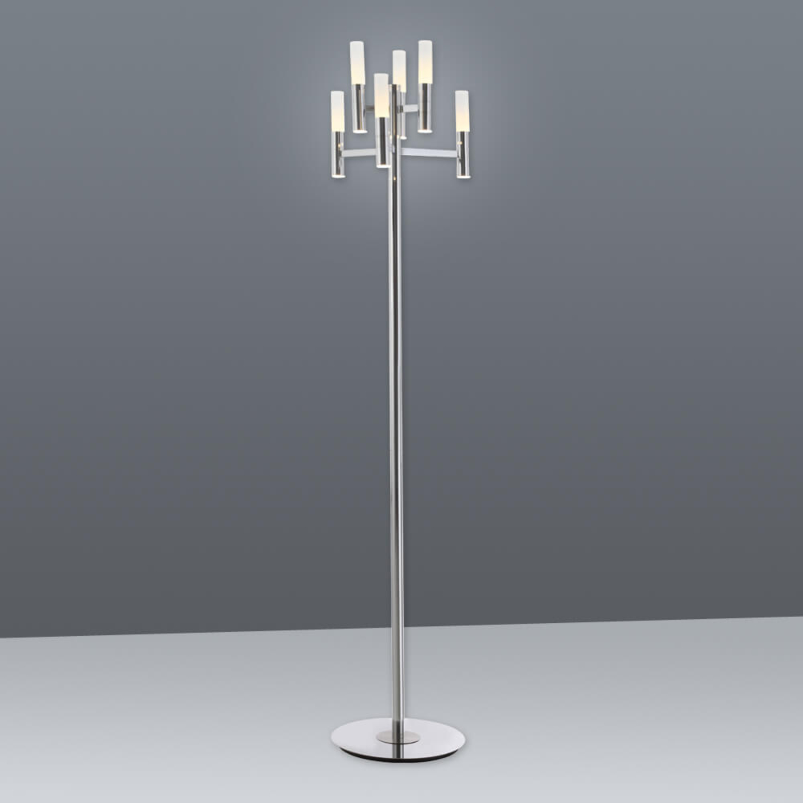 Näve Irina LED floor lamp with touch dimmer - 6-bulb, for Living / Dining Room, metal, glass, 18 W, energy efficiency: A, H: 160 cm