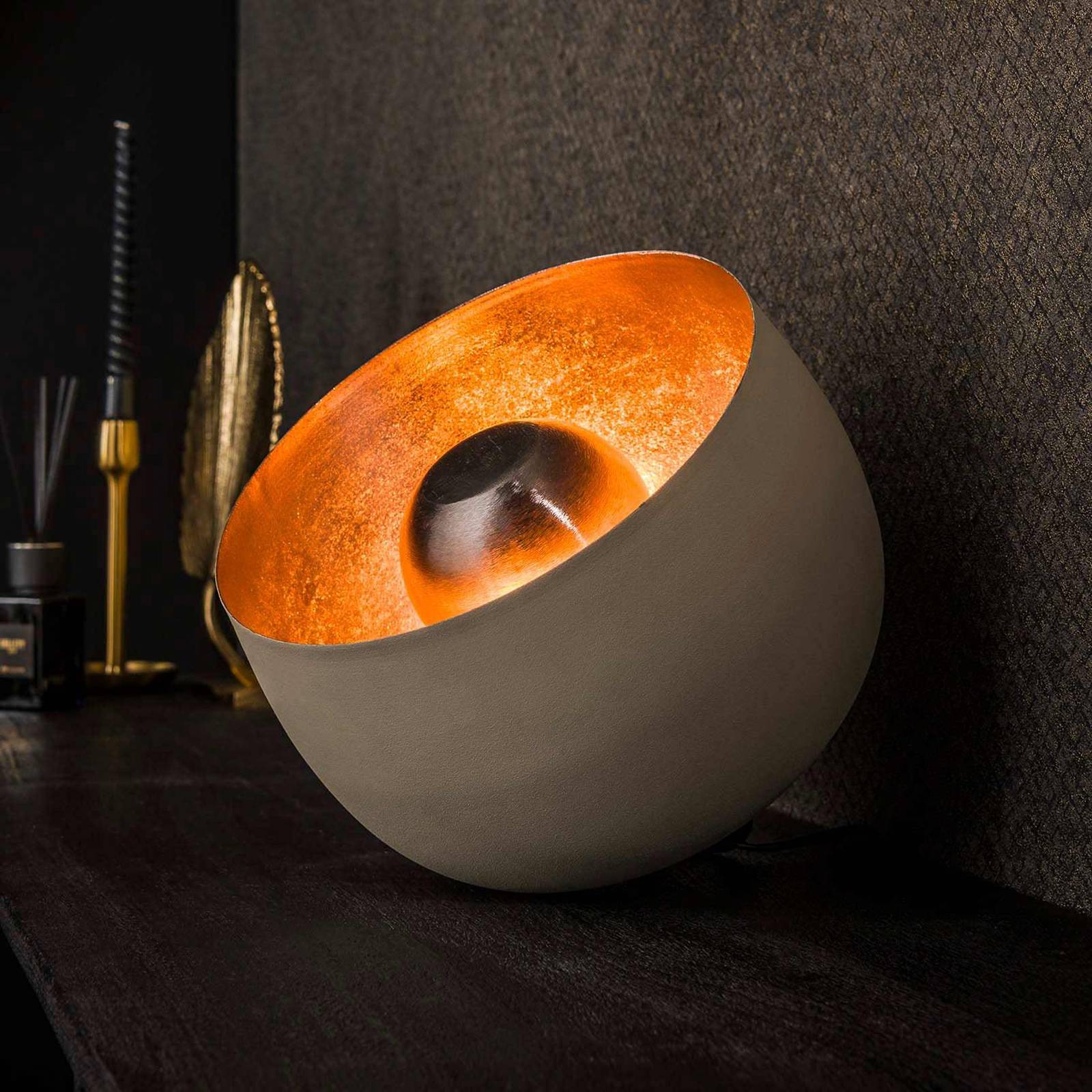 Zijlstra Atlanta tafellamp, lichtgrijs/metallic, Ø 28 cm, metaal