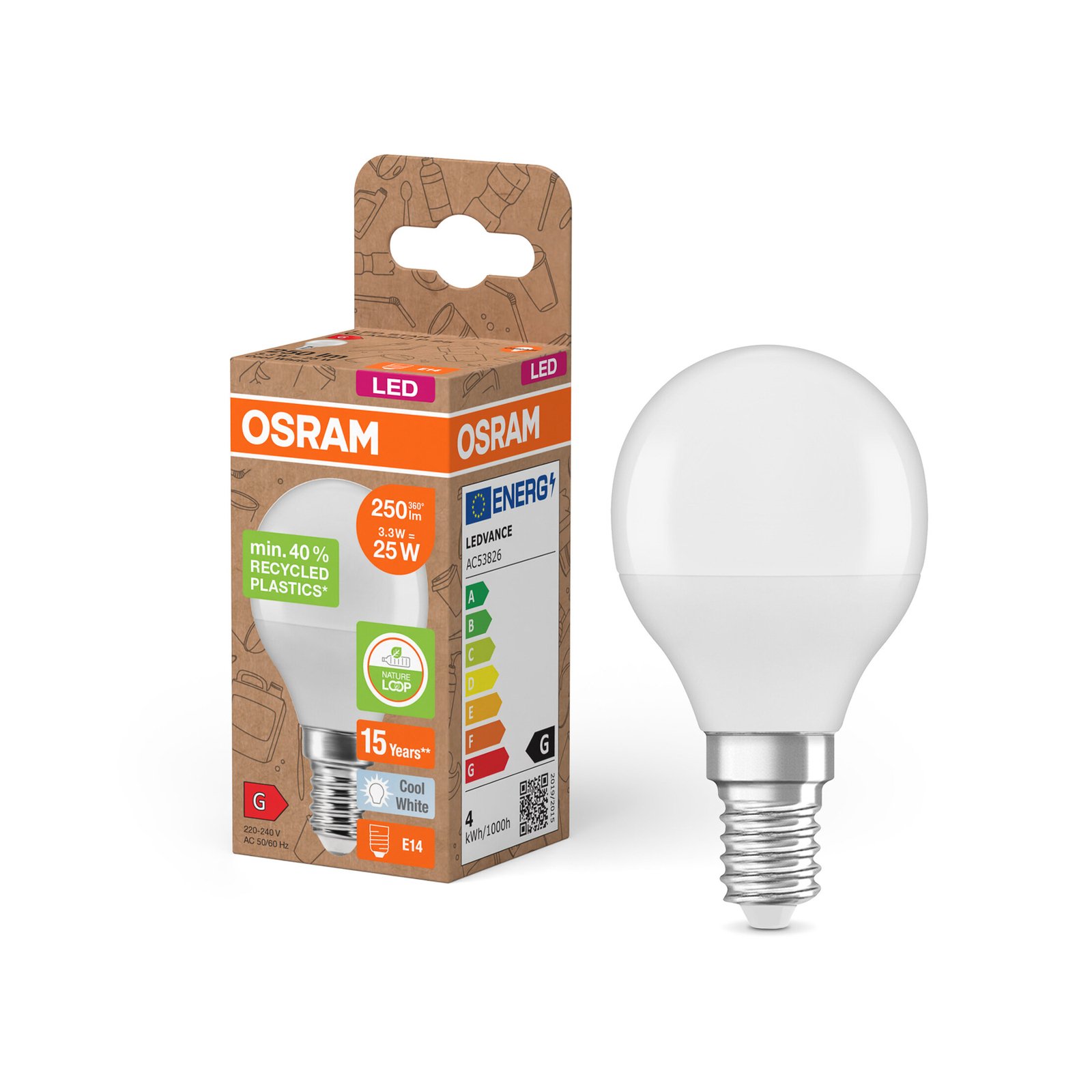 OSRAM LED Classic Star, σταγόνα, ματ, E14, 3,3 W, 4.000 K