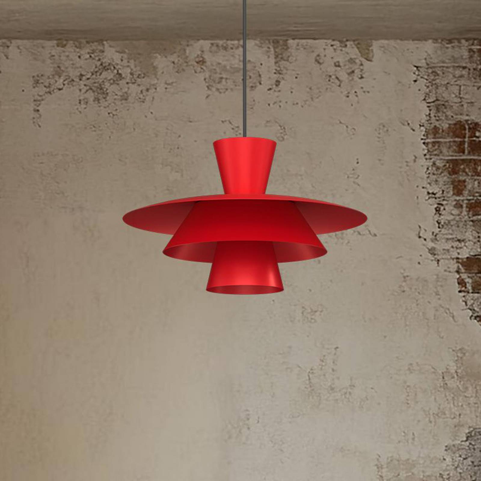 Hängeleuchte Plato, rot, Metall, Ø 38 cm, E27 günstig online kaufen