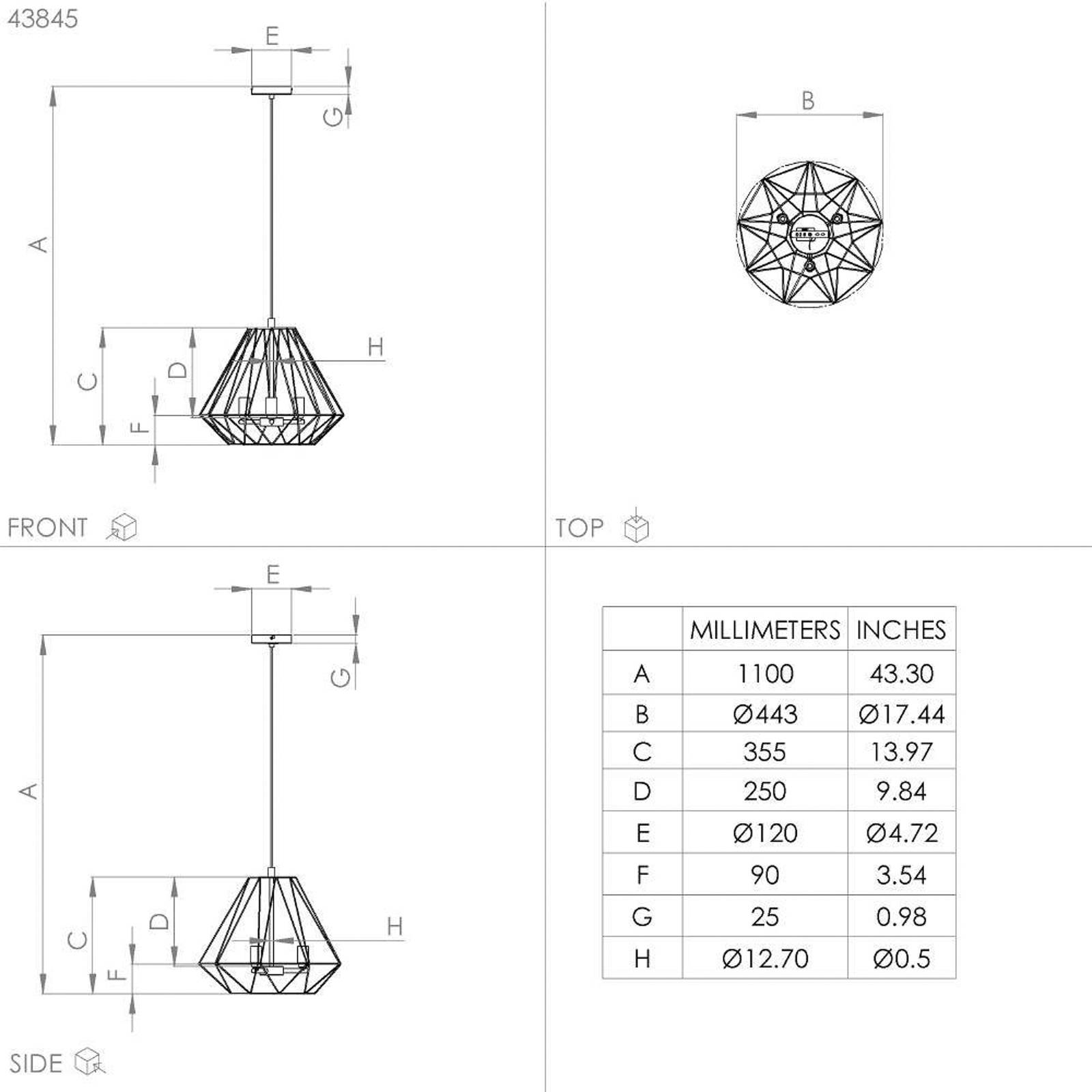 Lampa wisząca EGLO Tarle wykonana ze stali, czarna