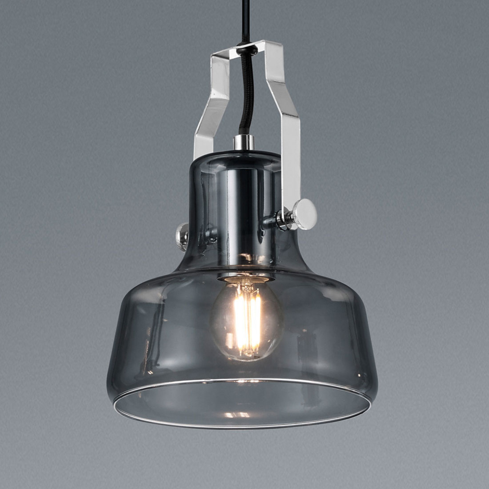 Trio Lighting Kolani hanging light, glass lampshade, 1-bulb, for Living / Dining Room, metal, glass, E14, 28 W, energy efficiency: A++