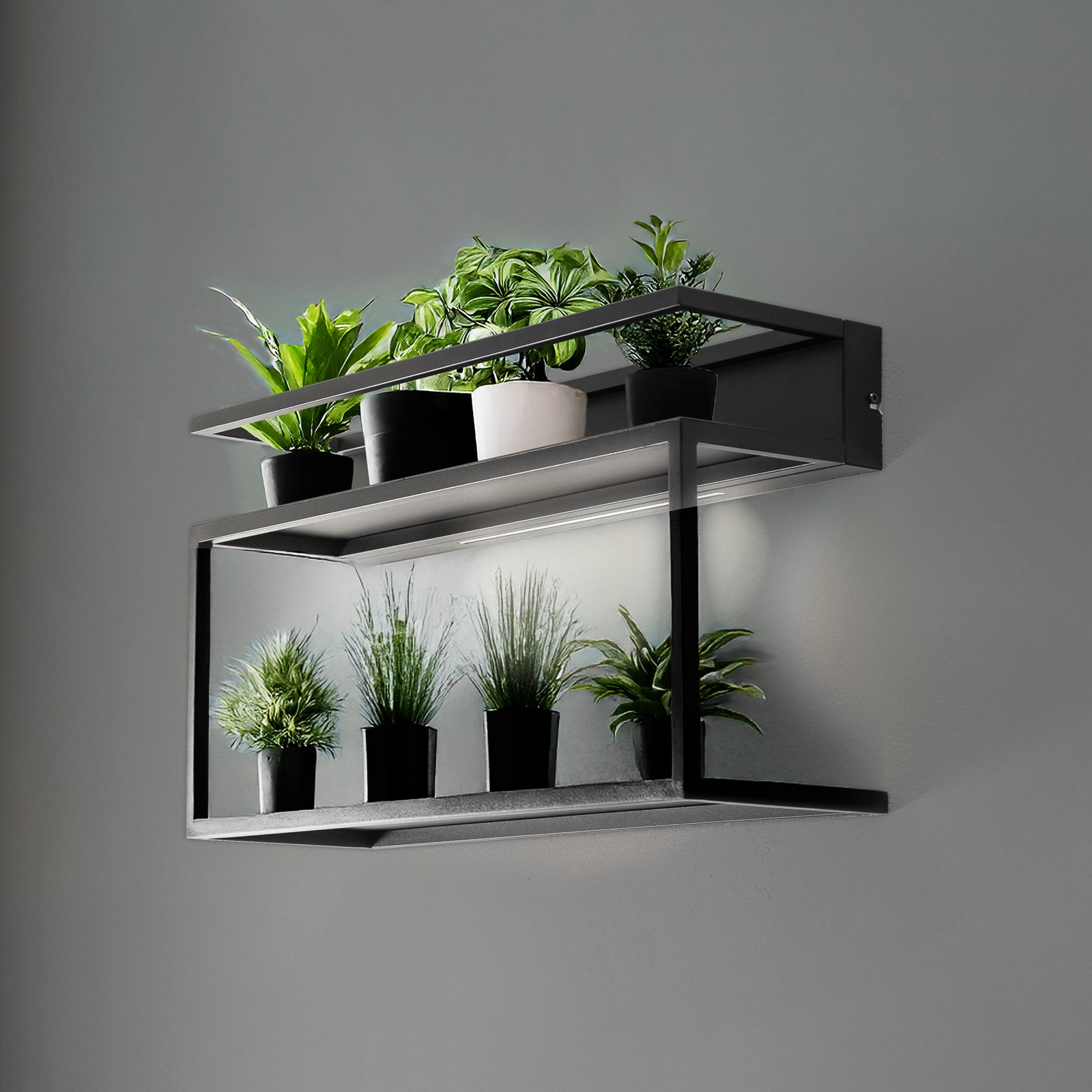 Wandlamp, zwart, staal, 60 cm lang, 1 x LED Wandlamp, zwart, staal, 60 cm lang, 1 x LED