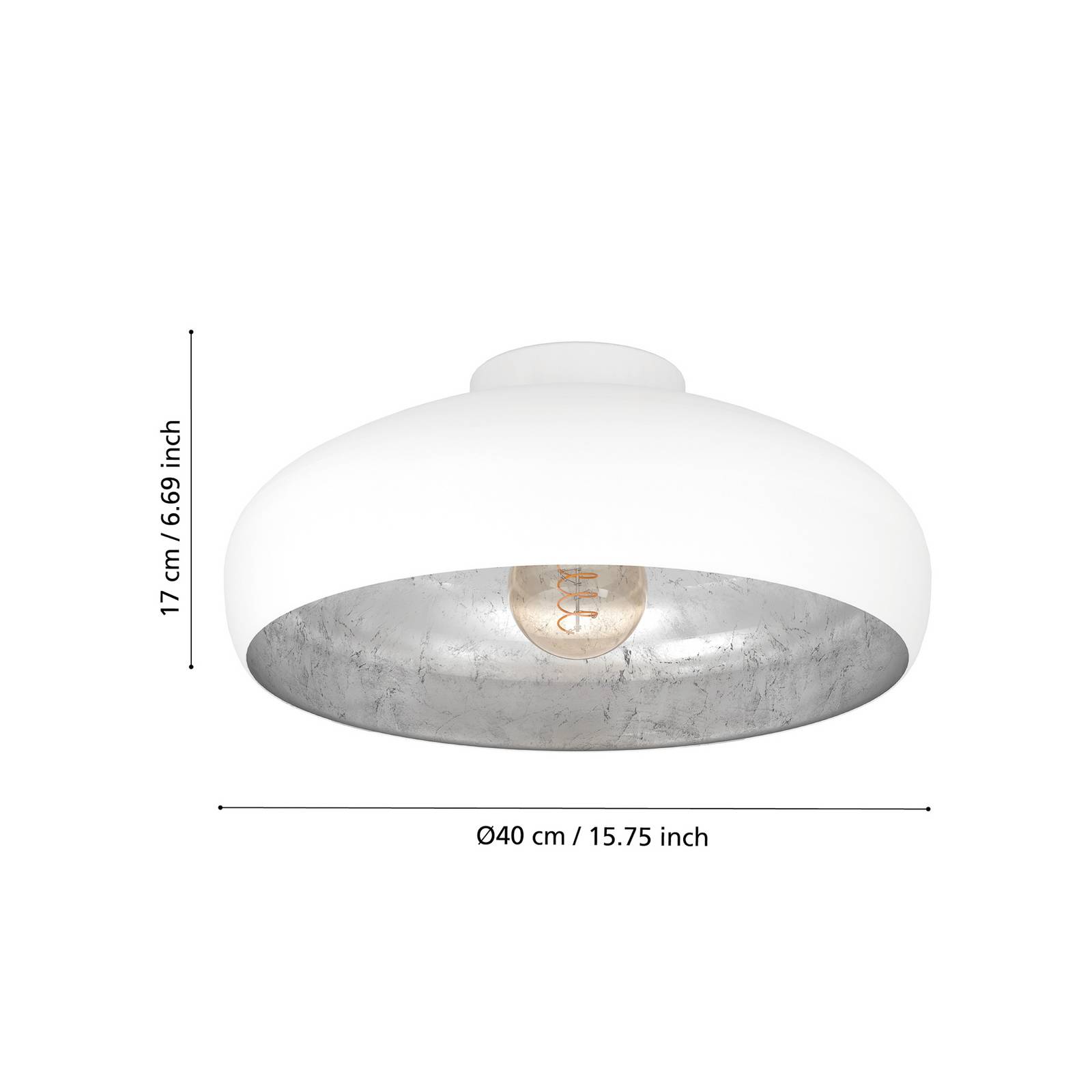 Lampa sufitowa Mogano z metalu, Ø40cm, biała