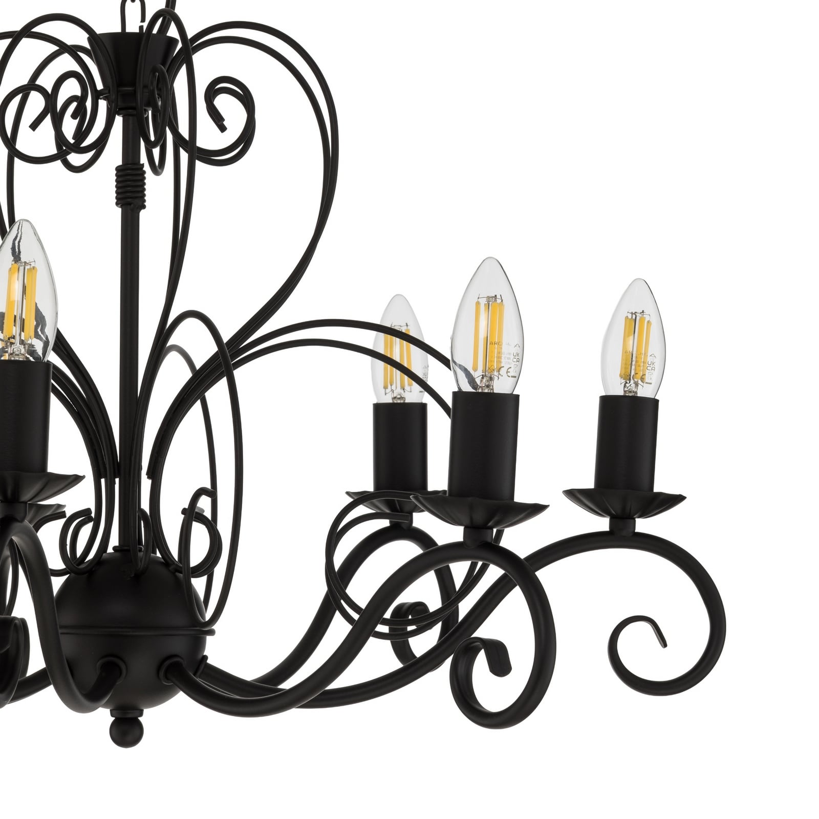Kronleuchter Mauro, schwarz, 7-flammig, Ø 62 cm, Metall, E14