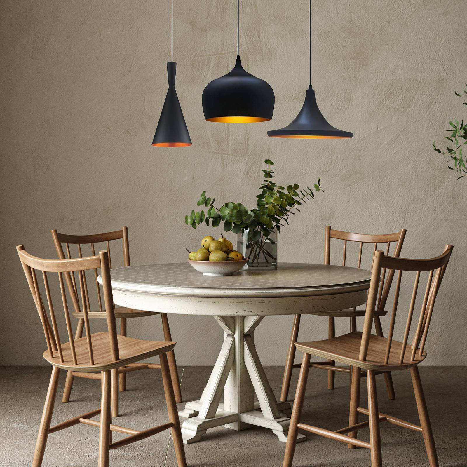Hängeleuchte Magna, Länge 85 cm, schwarz, Metall, 3-flg. günstig online kaufen