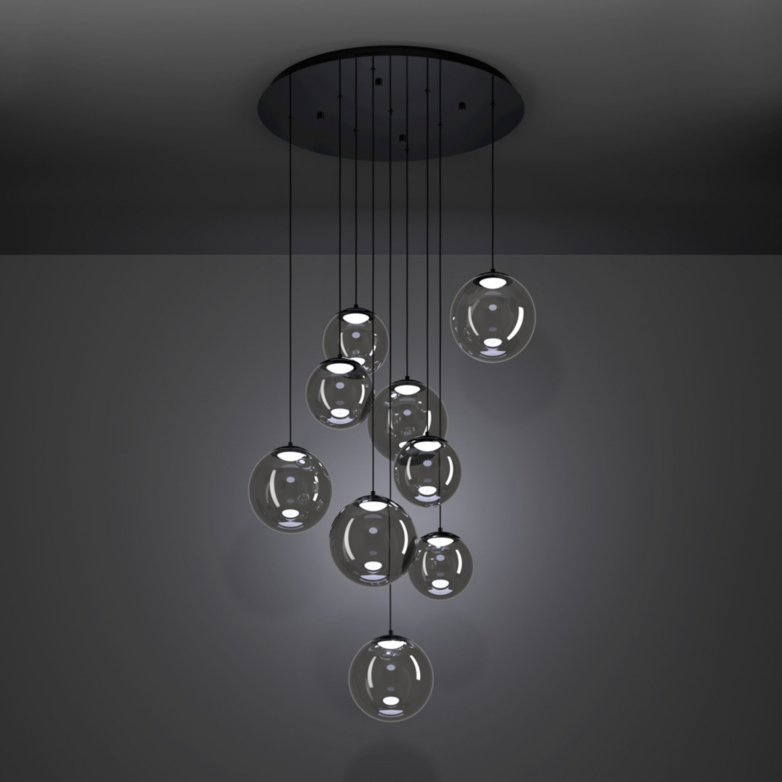 Stars of Light LED hanglamp ANORIAS zwart Ø 85 cm 9-lamps Stars of Light LED hanglamp ANORIAS zwart Ø 85 cm 9-lamps