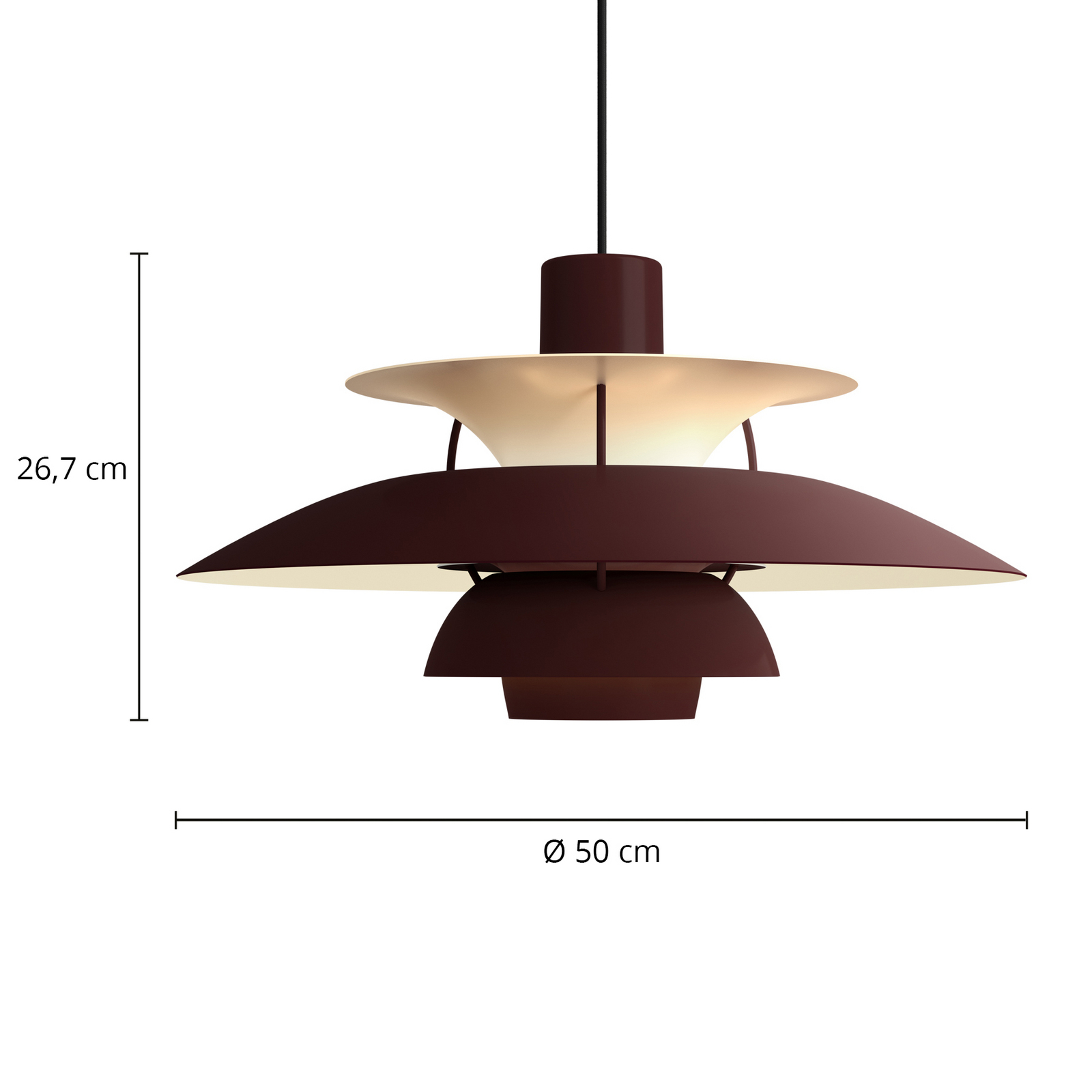 PH 5 Lámpara Colgante Monochrome Burgundy - Louis Poulsen