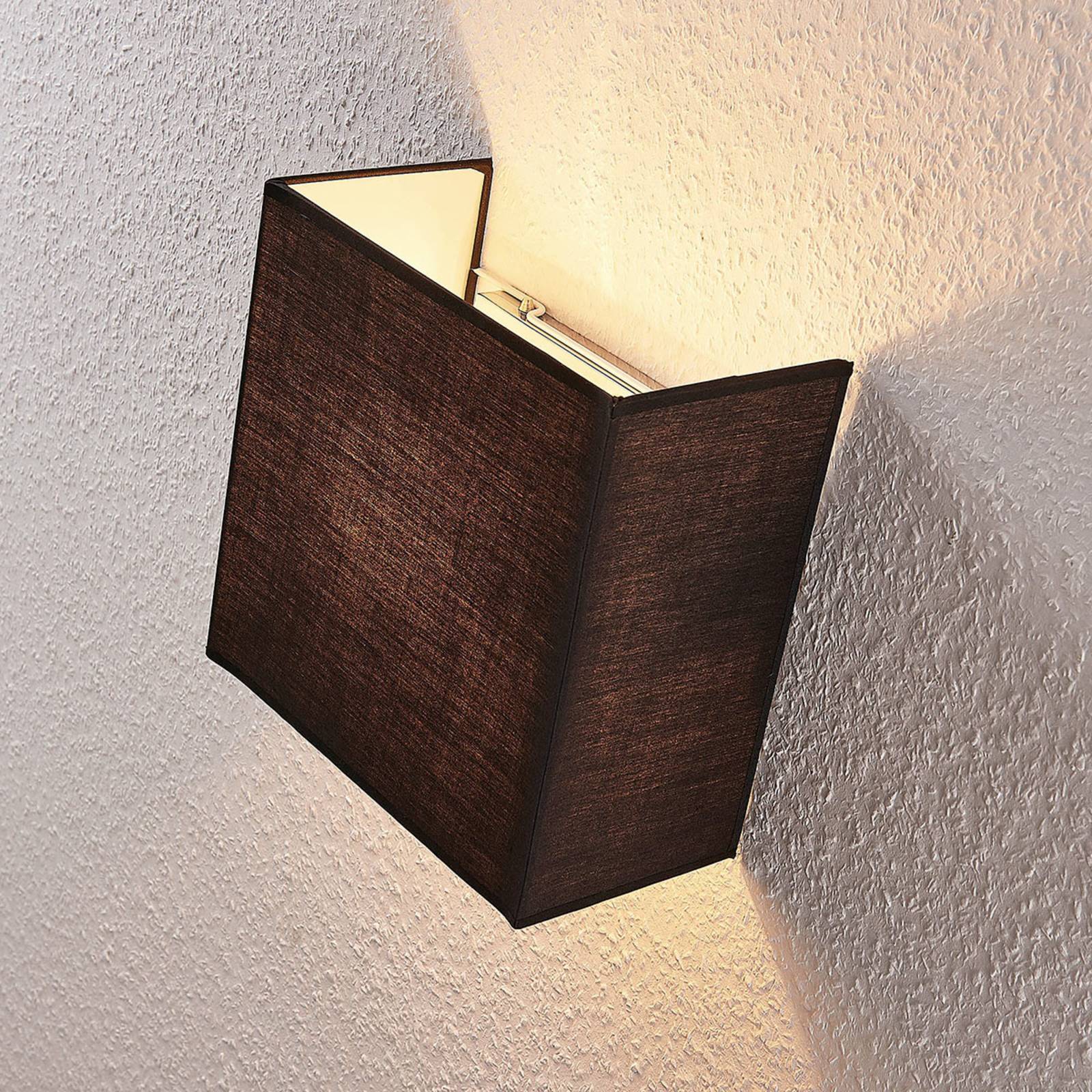 Lampa ścienna z tkaniny Adea, 25 cm, kwadratowa, czarna