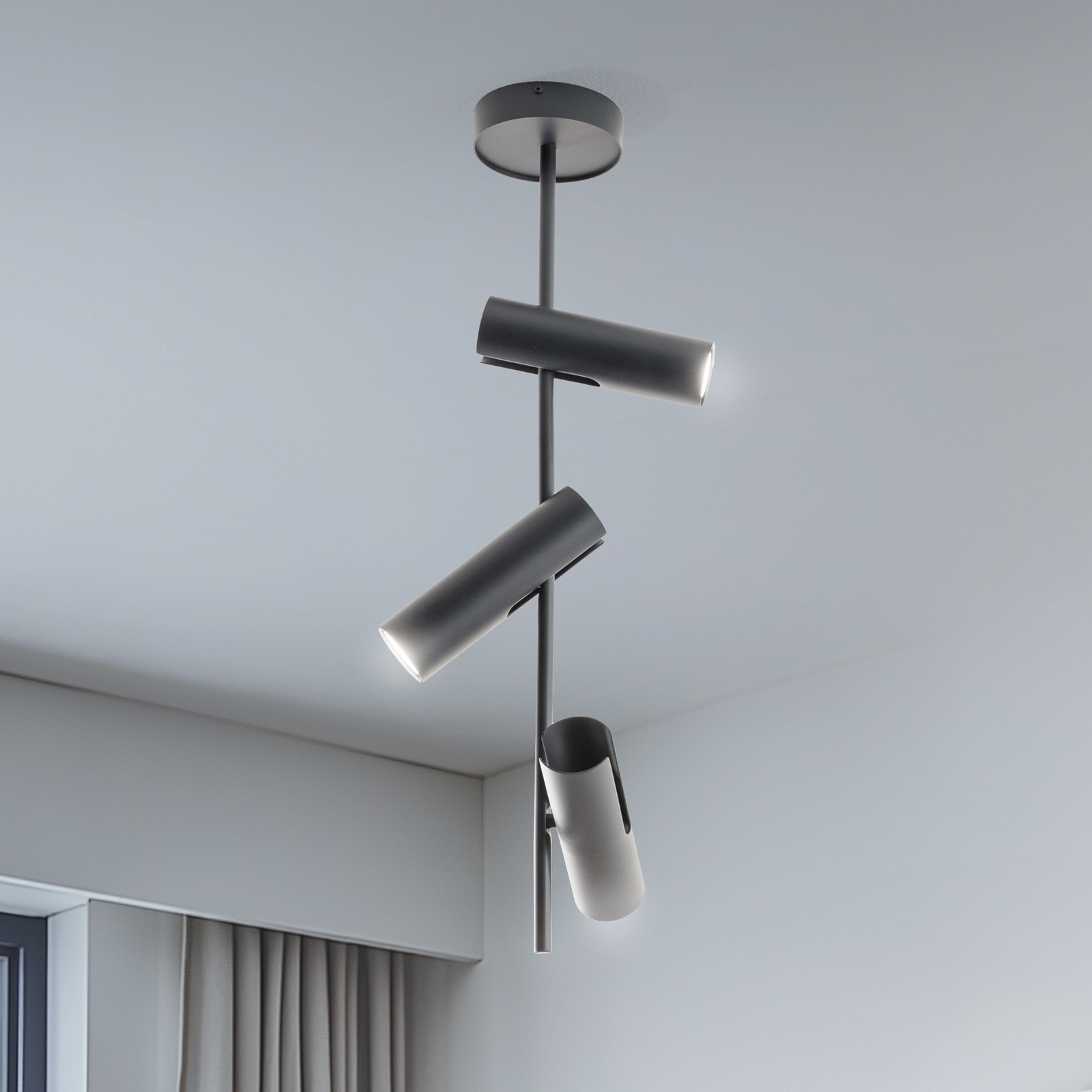 Leda 3 downlight, anthracite, 3-bulb, steel, height 76 cm