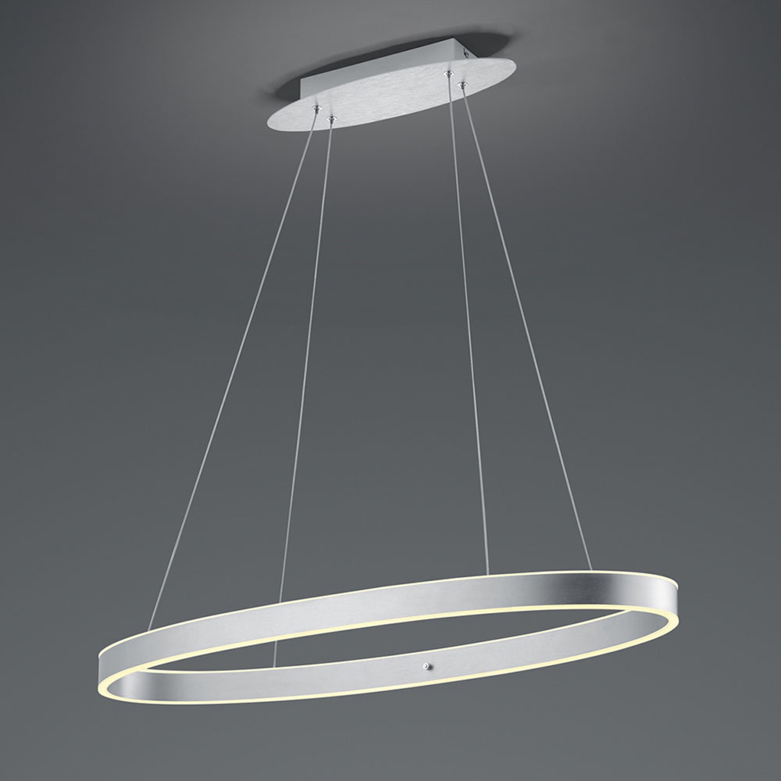 Delta LED pendant light, round, matt aluminium