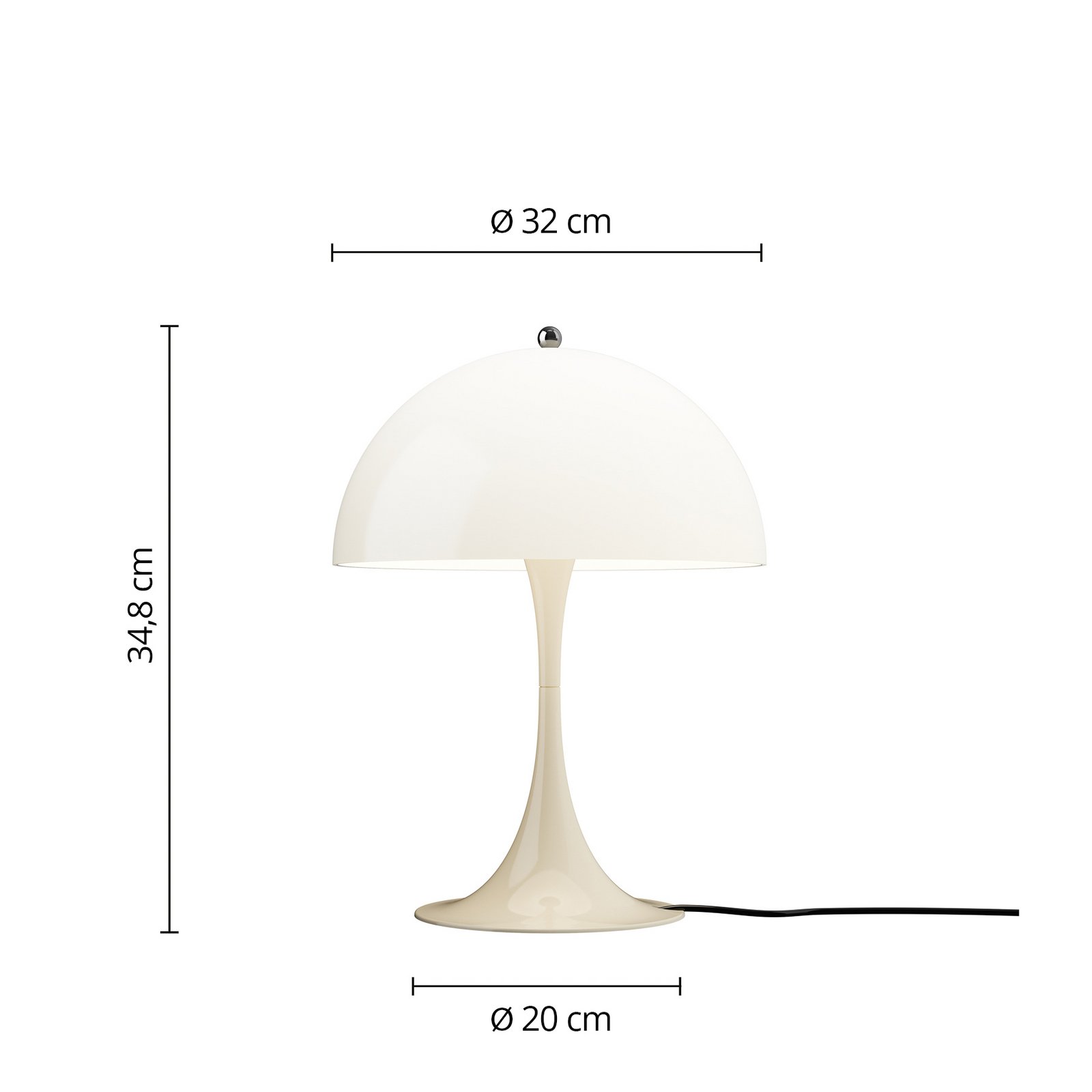 Lámpara de mesa Panthella 320 de Louis Poulsen, beige, Ø 32 cm, E14