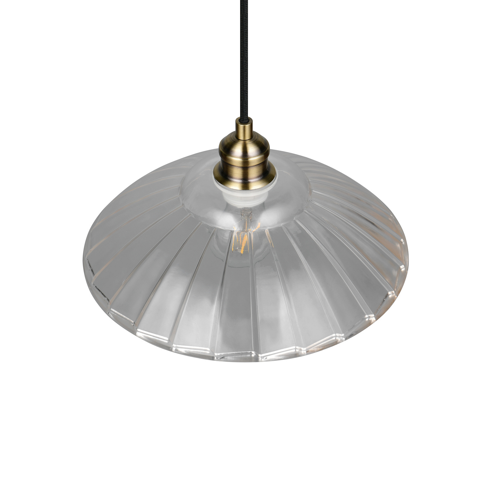 Висяща лампа Eluna, прозрачна/старинна месинг Ø 30 cm стъкло/метал 1-лампова.