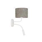 Wandleuchte Roller, Bouclé grau, weiß, mit Leselicht