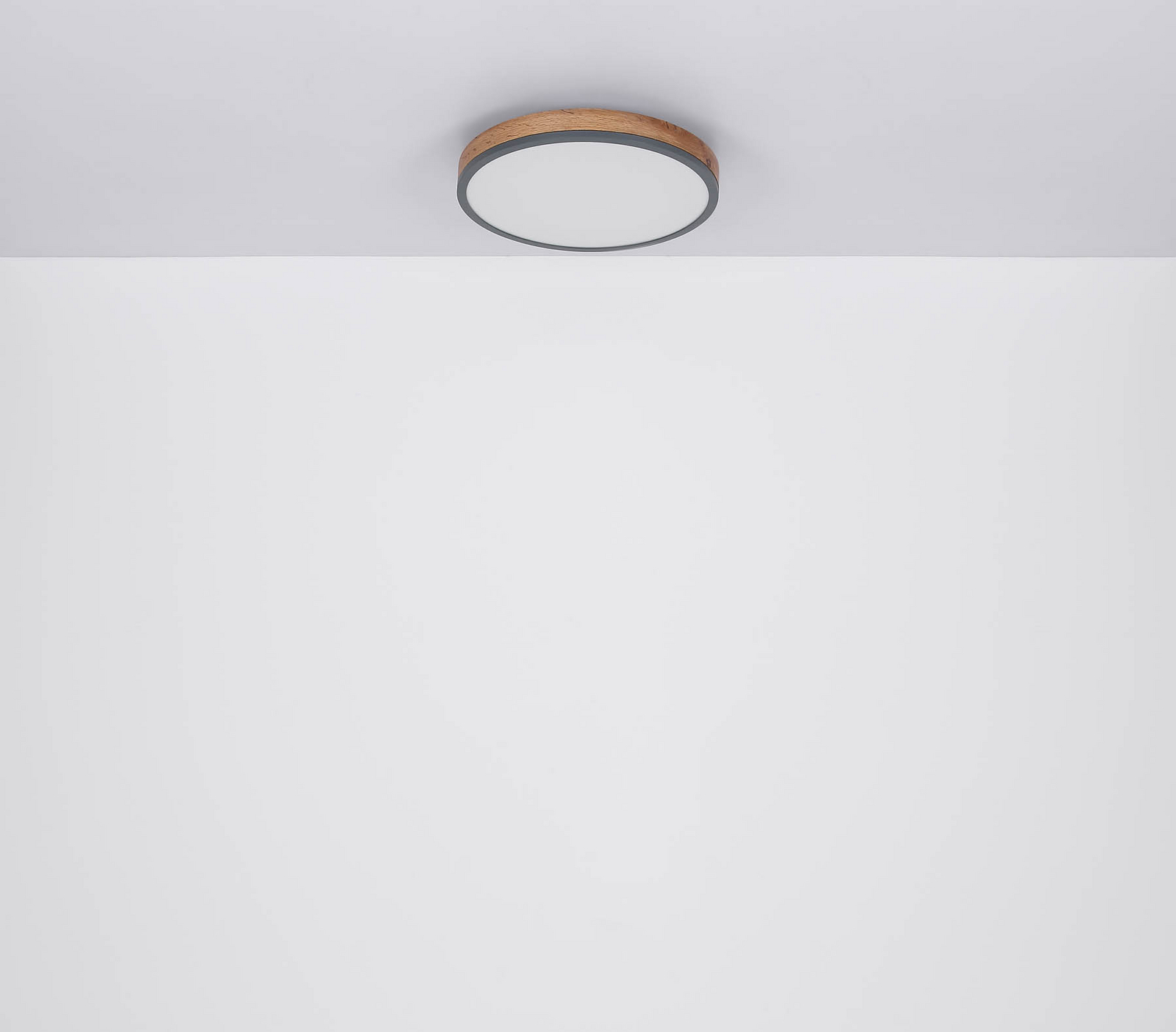 LED-taklampa Doro, Ø 45 cm, mörk grafit/trä, trä, CCT