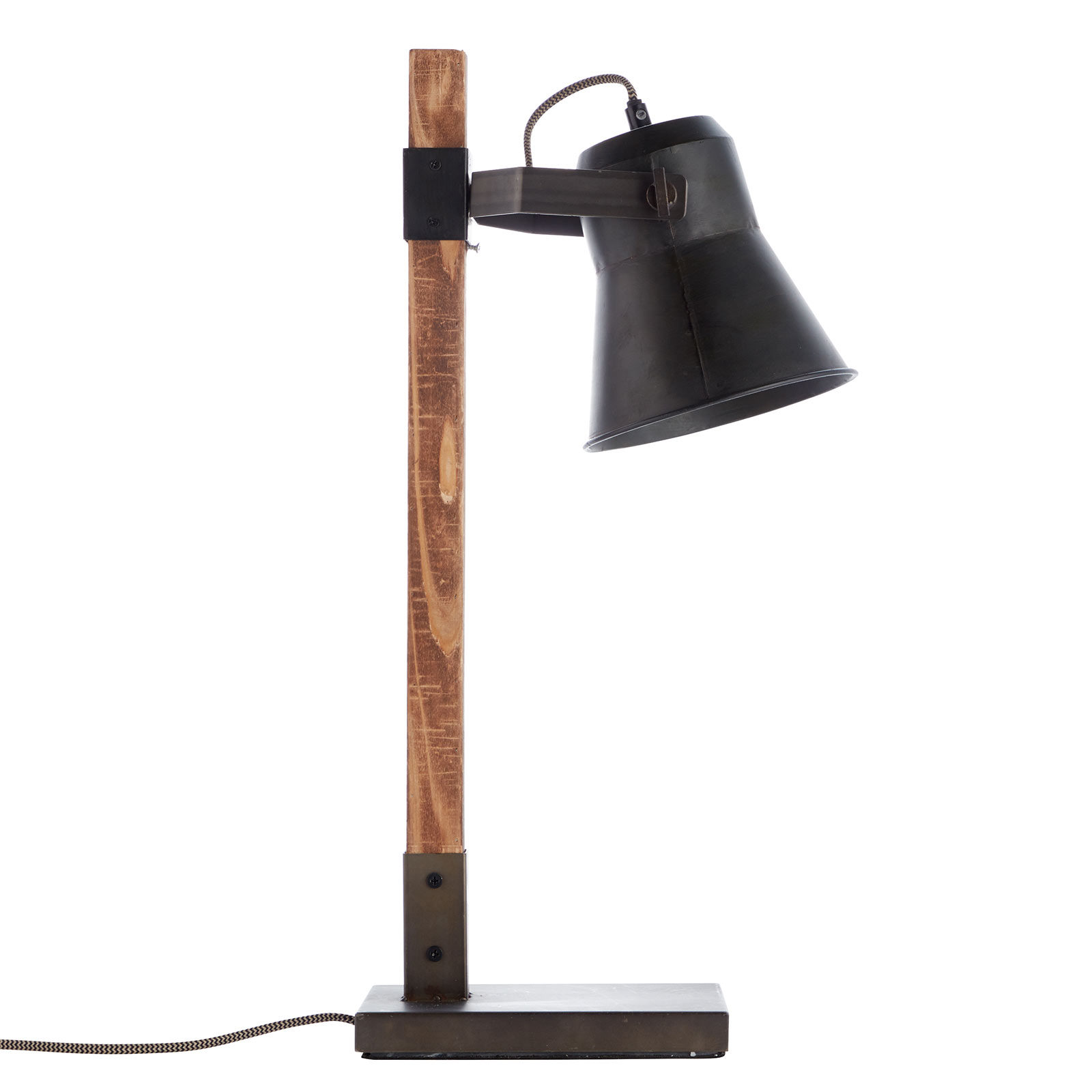 Tafellamp Plow, zwart/hout donker