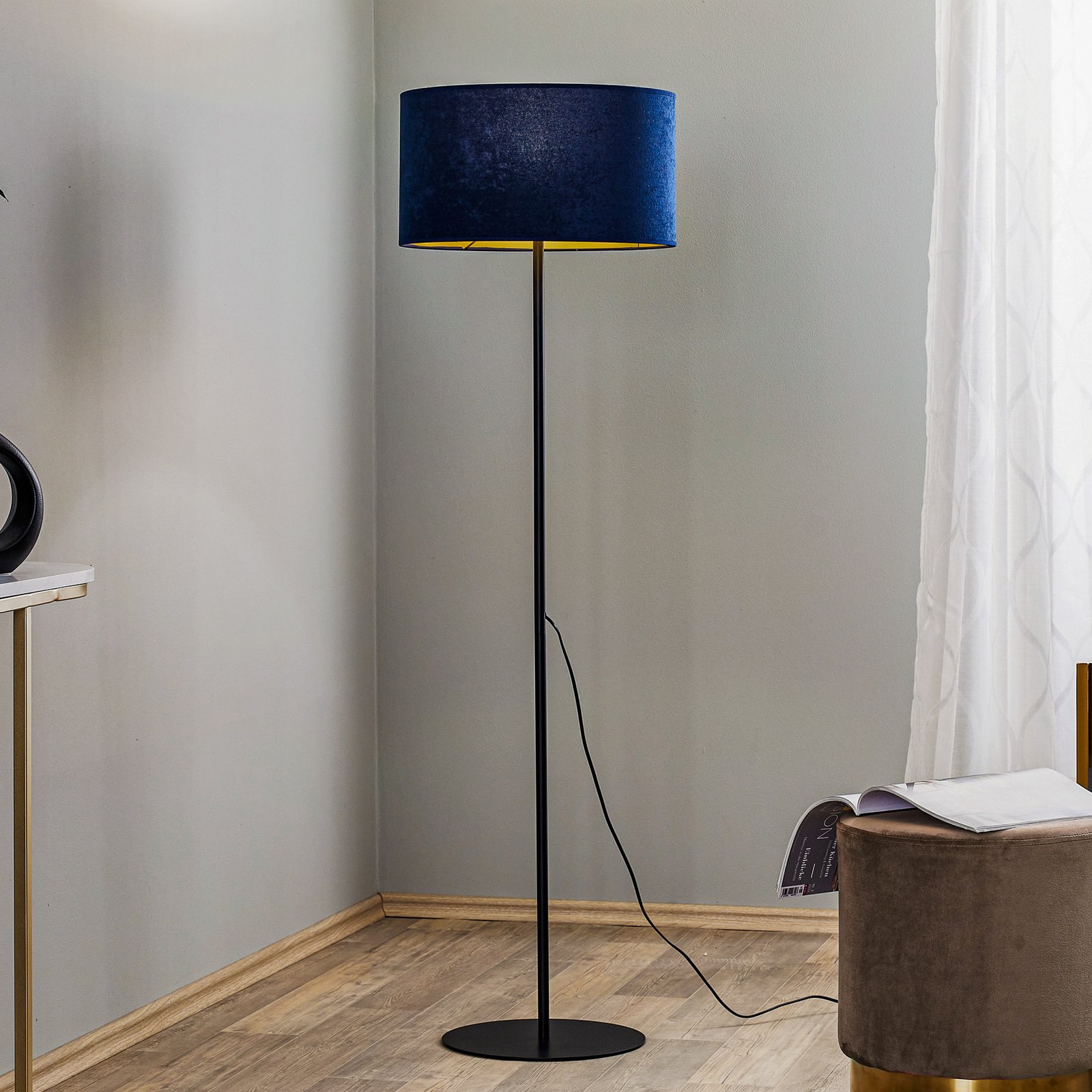 Golden Roller floor lamp dark blue/gold