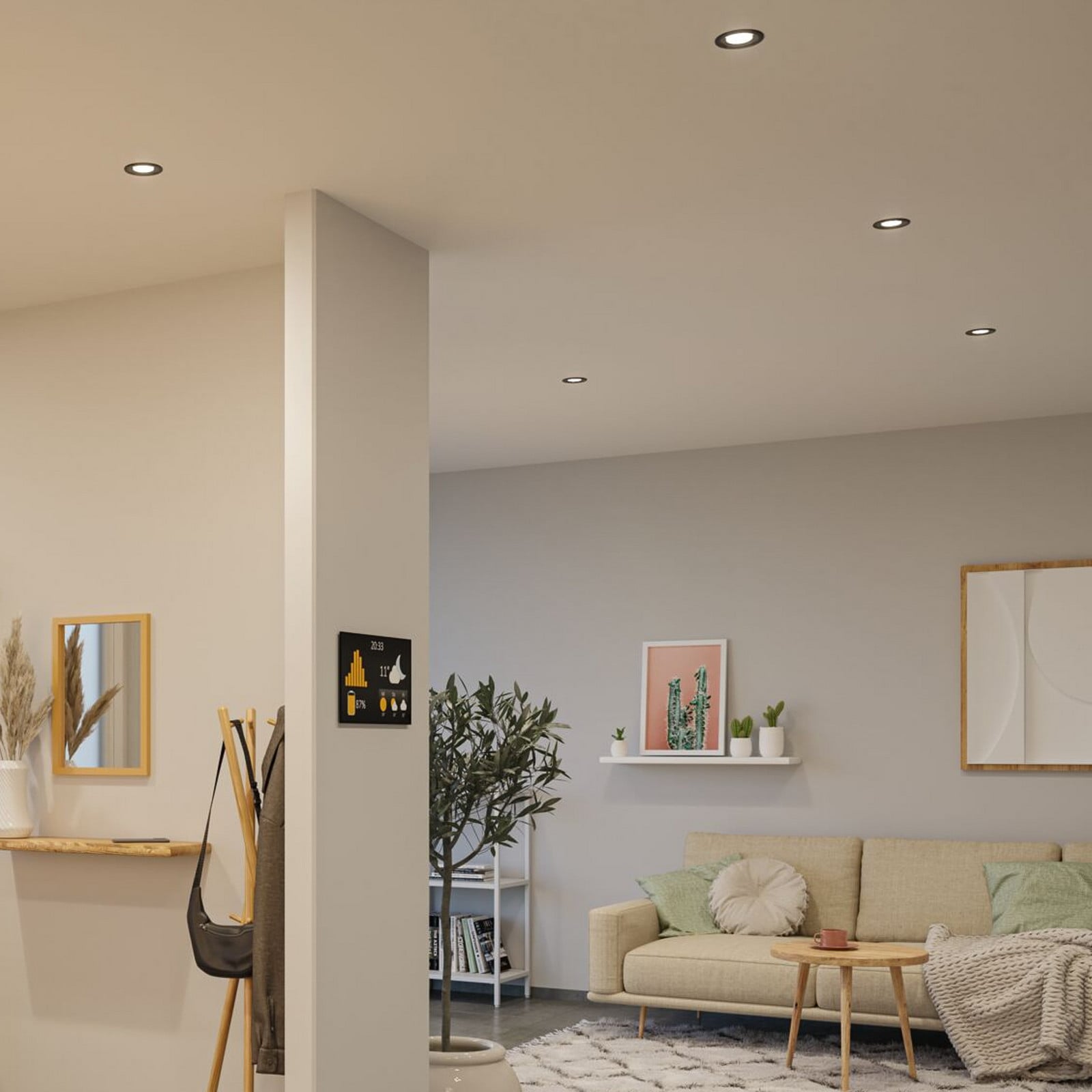 Paulmann LED Nova Coin, lot de 3, blanc mat, rond, orientable, 4 000 K für Salon / Salle à manger - Moderne - aluminium