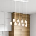 Mela hanging light, angular, 9-bulb, white