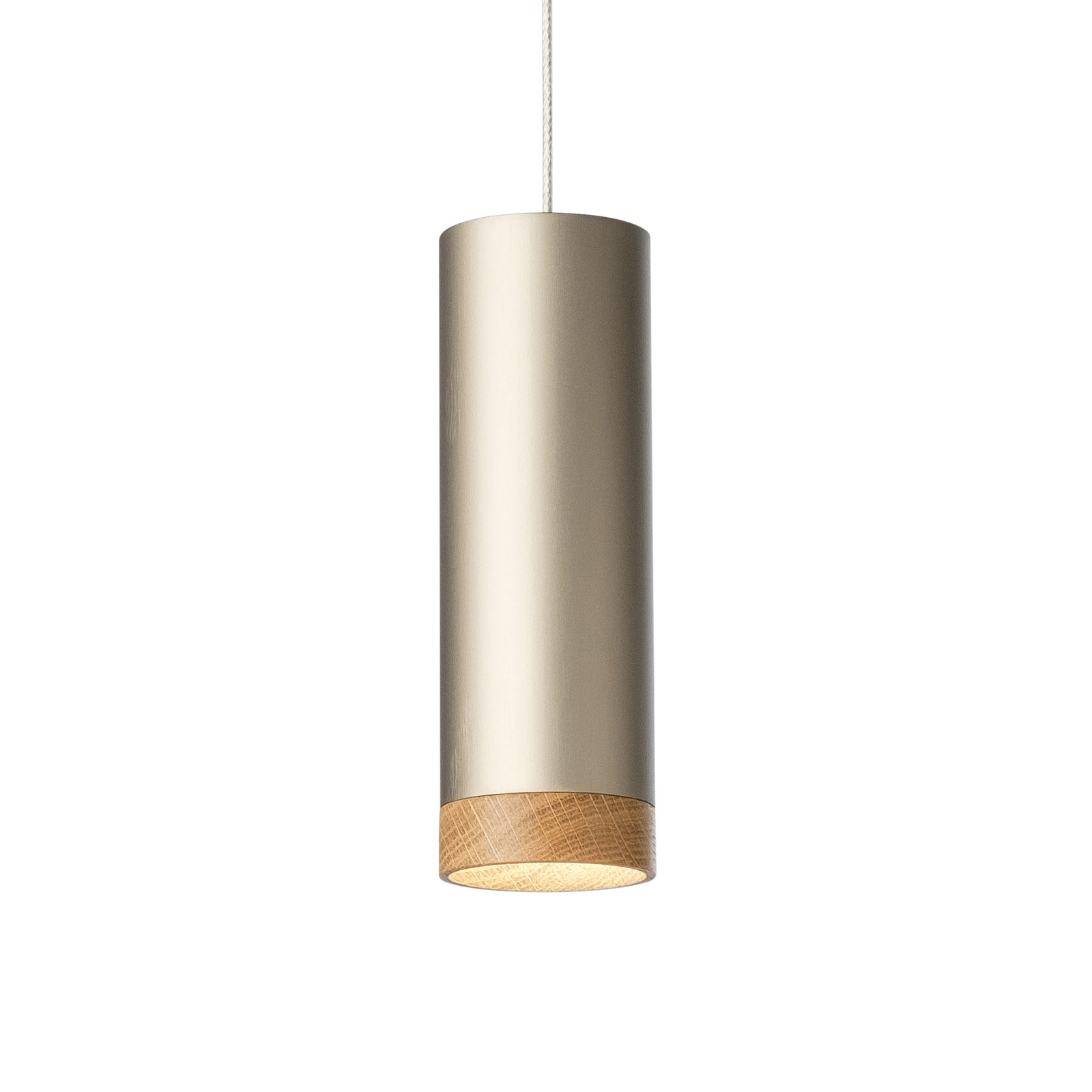 LED hanglamp PHEB, zilver brons/eikenhout