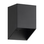 Nico Square outdoor wall light, black, aluminium, down, IP54