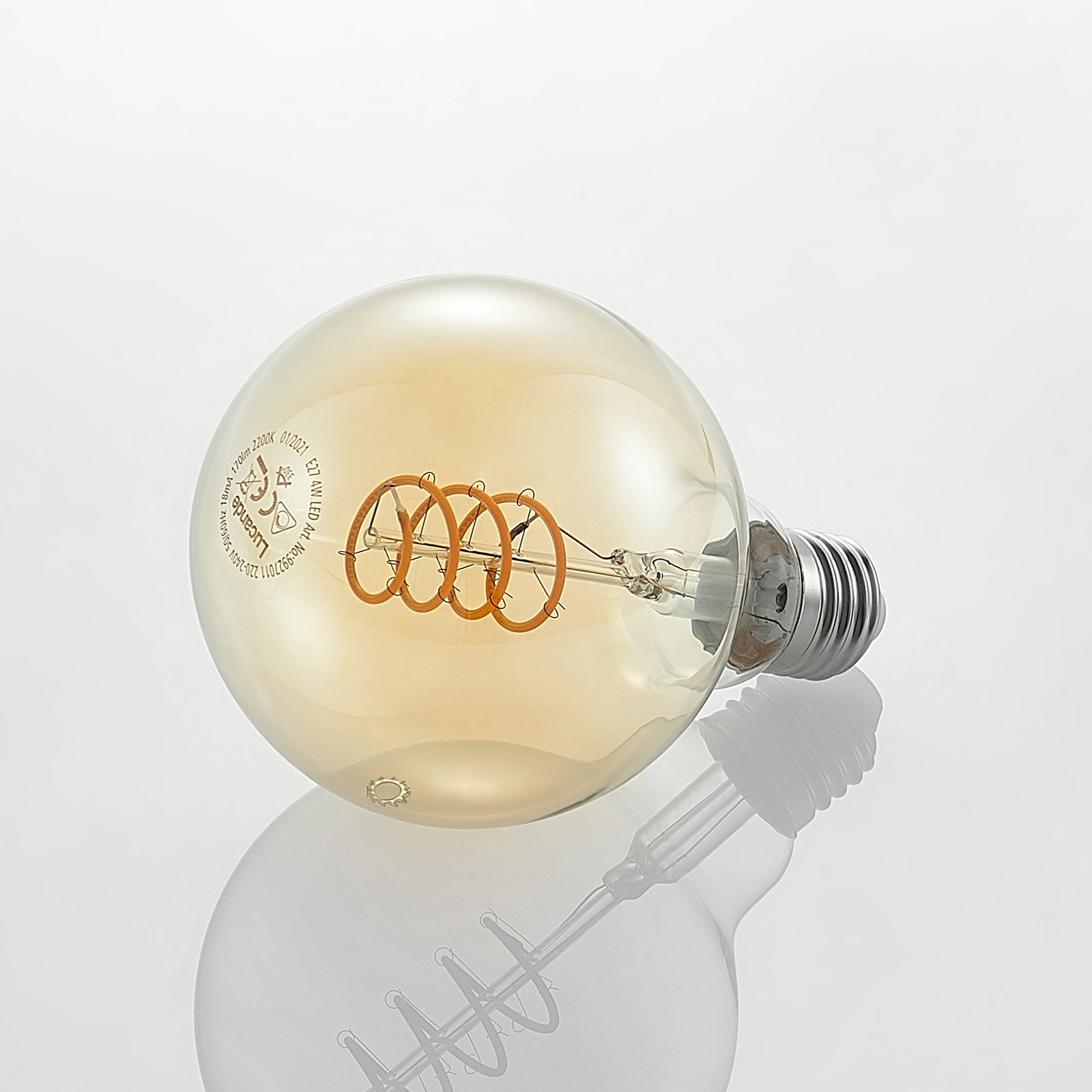 Pære LED 4W Amber G95 Dimbar E27 - Lucande